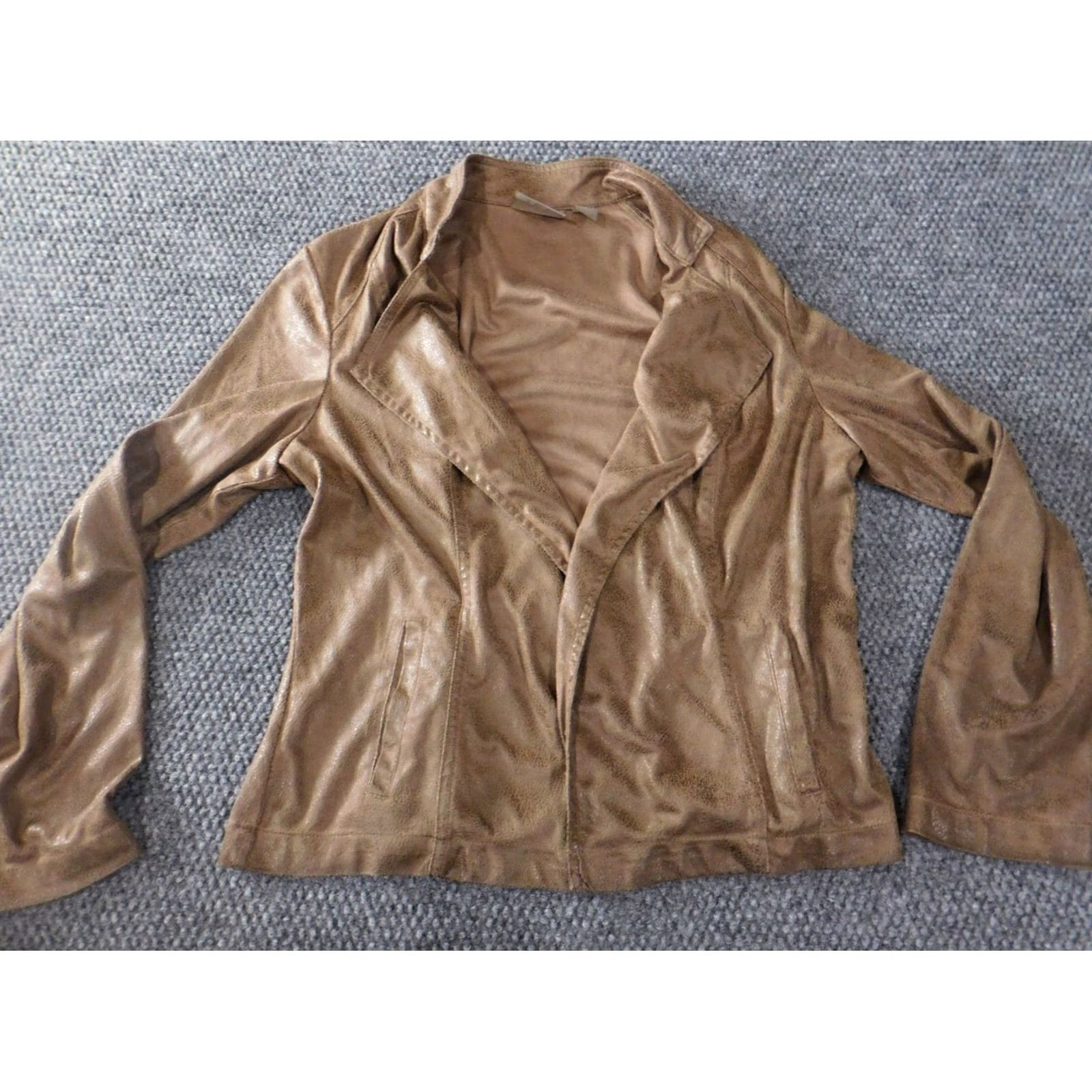 Vintage Chicos Jacket Womens Brown Open Casual Basic Jacket Long Sleeve Mid-Length Solid Pattern Fall Spring Designer Size XS / US 0-2 / IT 36-38 - 2 Thumbnail