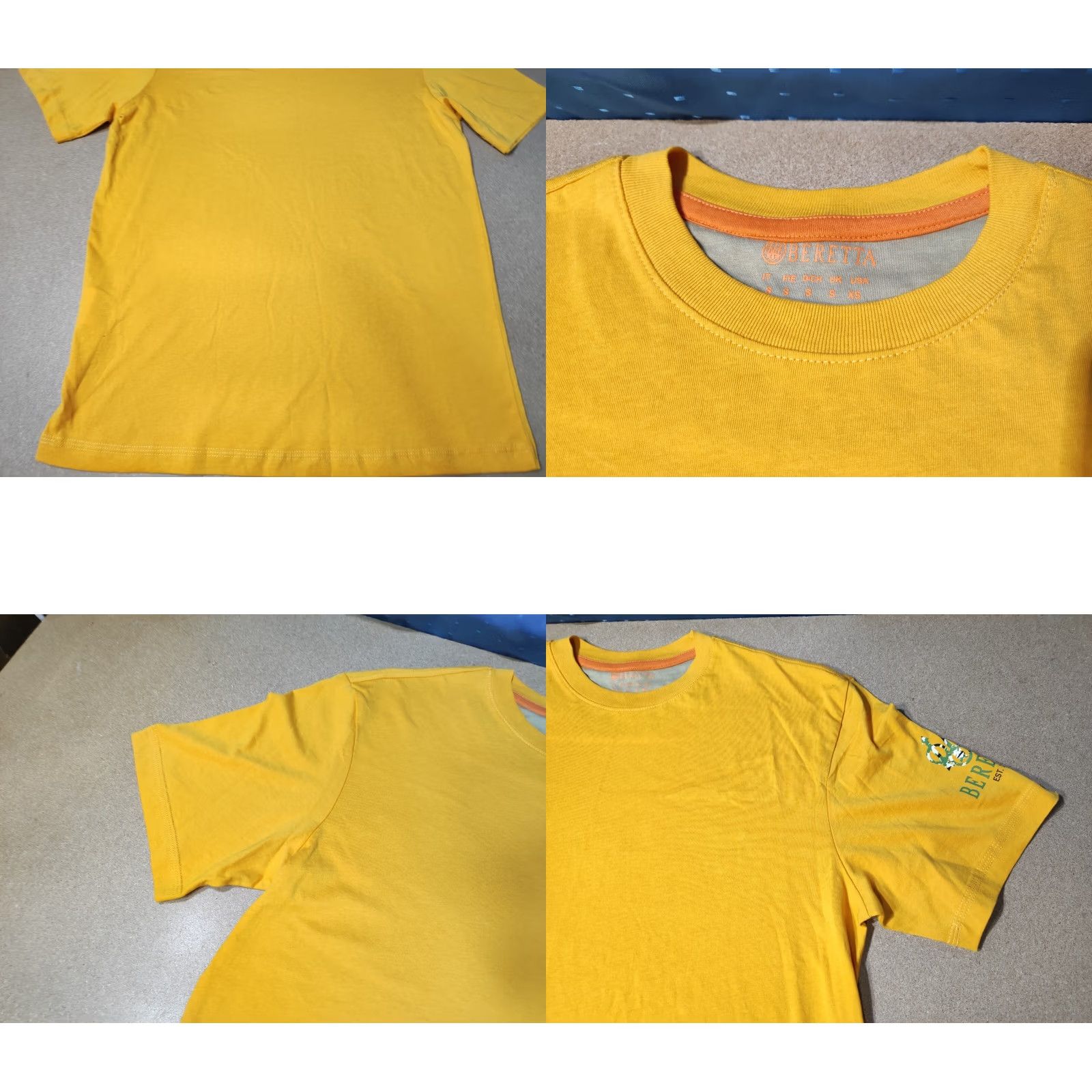 Vintage Baretta Mens T-Shirt Size S Yellow Short Sleeve Small Cotton Round Neck Plain Shirt Sports Mens Size US S / EU 44-46 / 1 - 8 Thumbnail