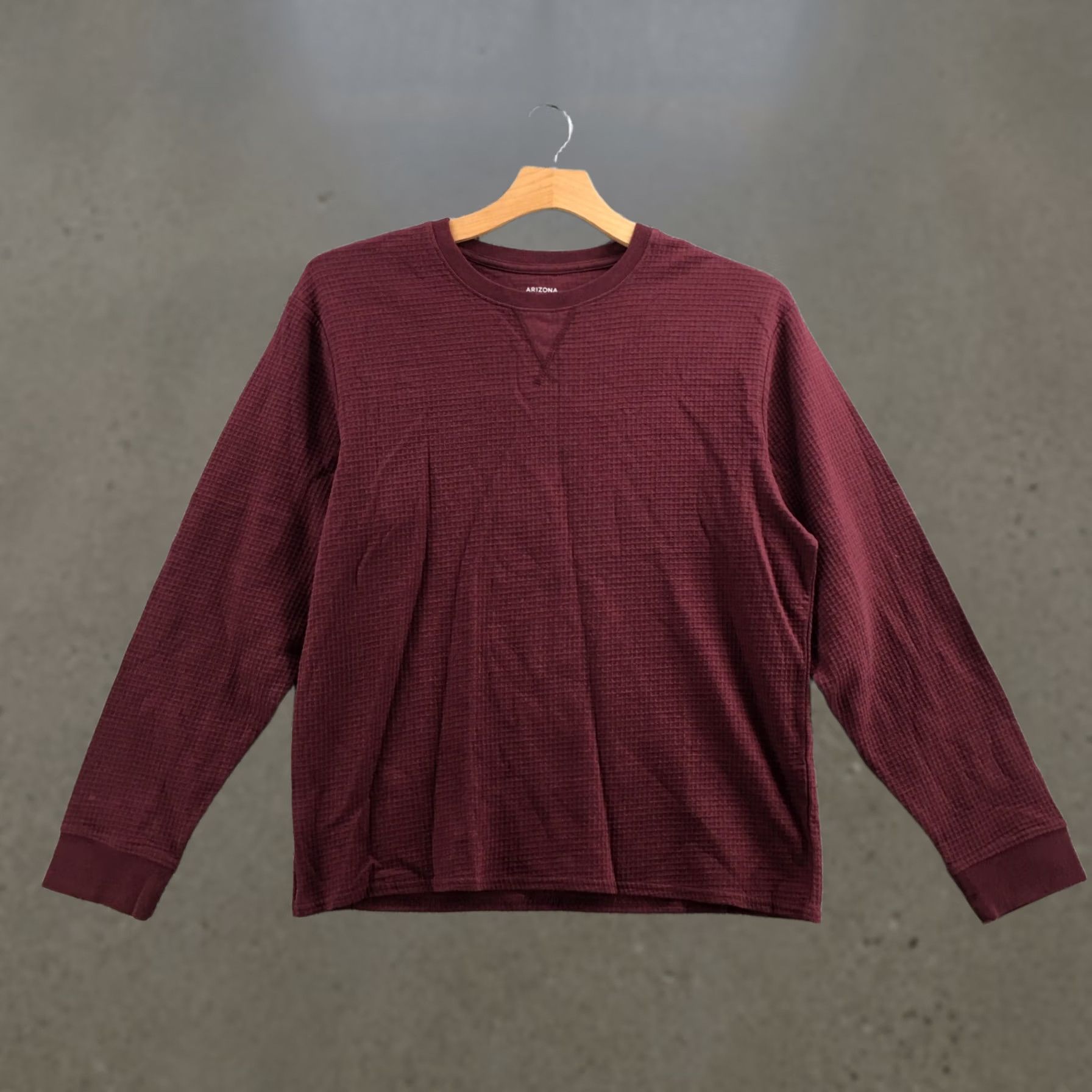 Vintage Arizona Jean Co Sweatshirt Mens L Burgundy Cotton Long Sleeve Waffle Pullover NEW Size US L / EU 52-54 / 3 - 1 Thumbnail