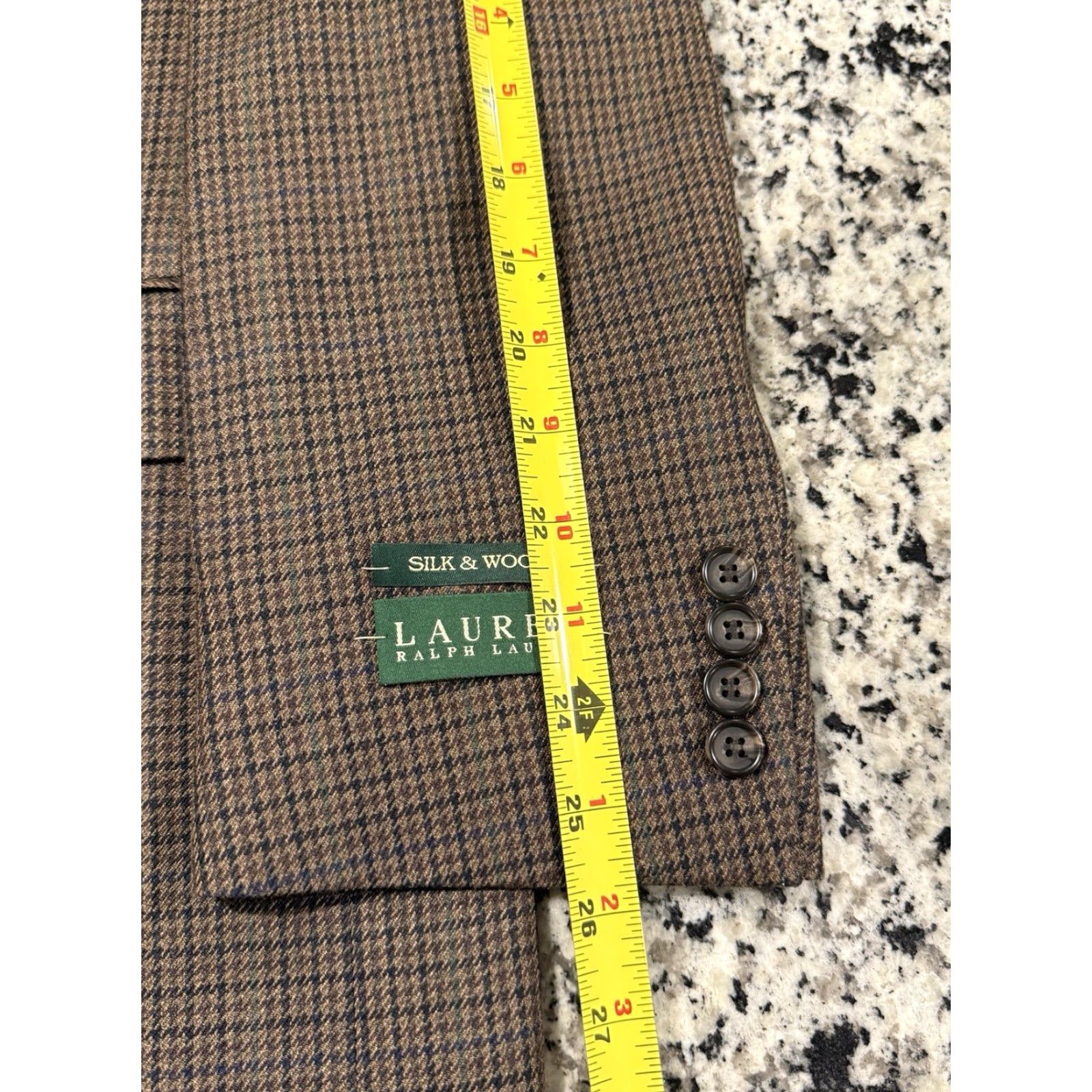 Ralph Lauren VINTAGE Ralph Lauren Mens Blazer Jacket 46 Long Wool Silk Houndstooth Classic Fit Fall Winter Size 46R - 7 Thumbnail
