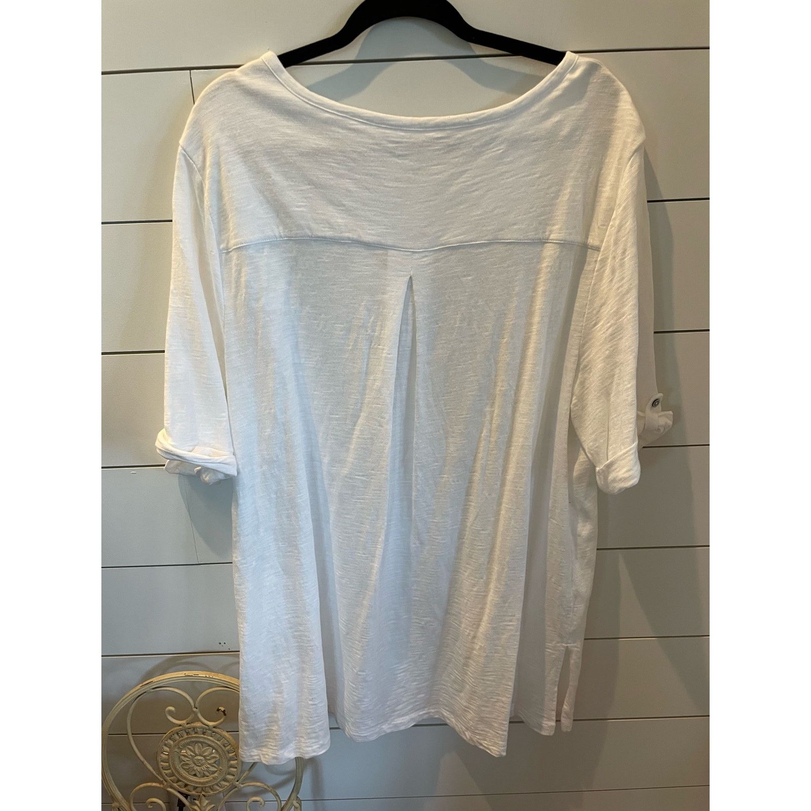 Chicos Chico's White Cotton Slub Ultimate Tee Modal Tunic, size XXL Size XXL / US 16-18 / IT 52-54 - 6 Thumbnail