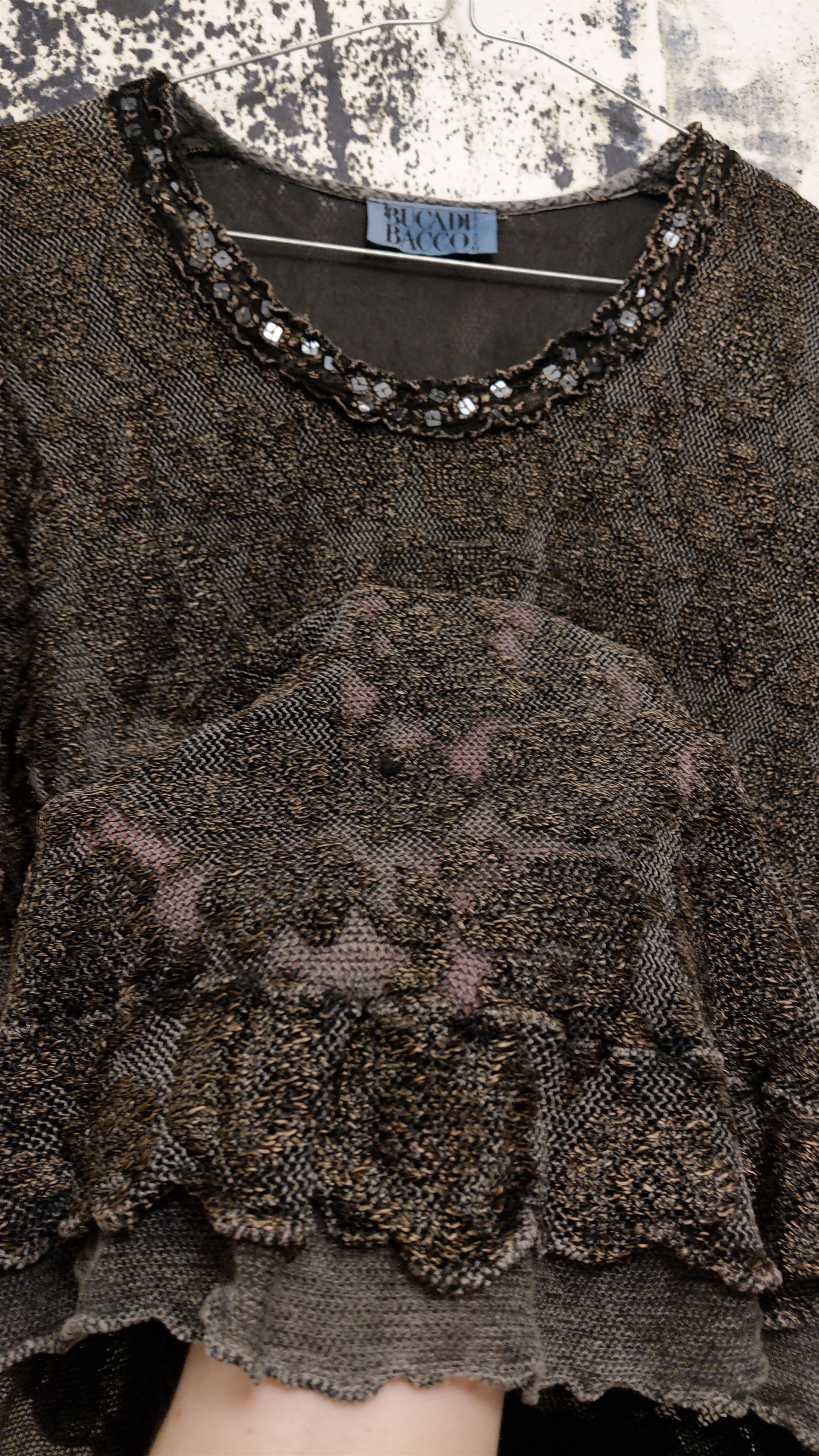 Vintage Art Nouveau Floral Shirt Bucadi Bacco Sequin Rare Opium Size US S / EU 44-46 / 1 - 2 Thumbnail