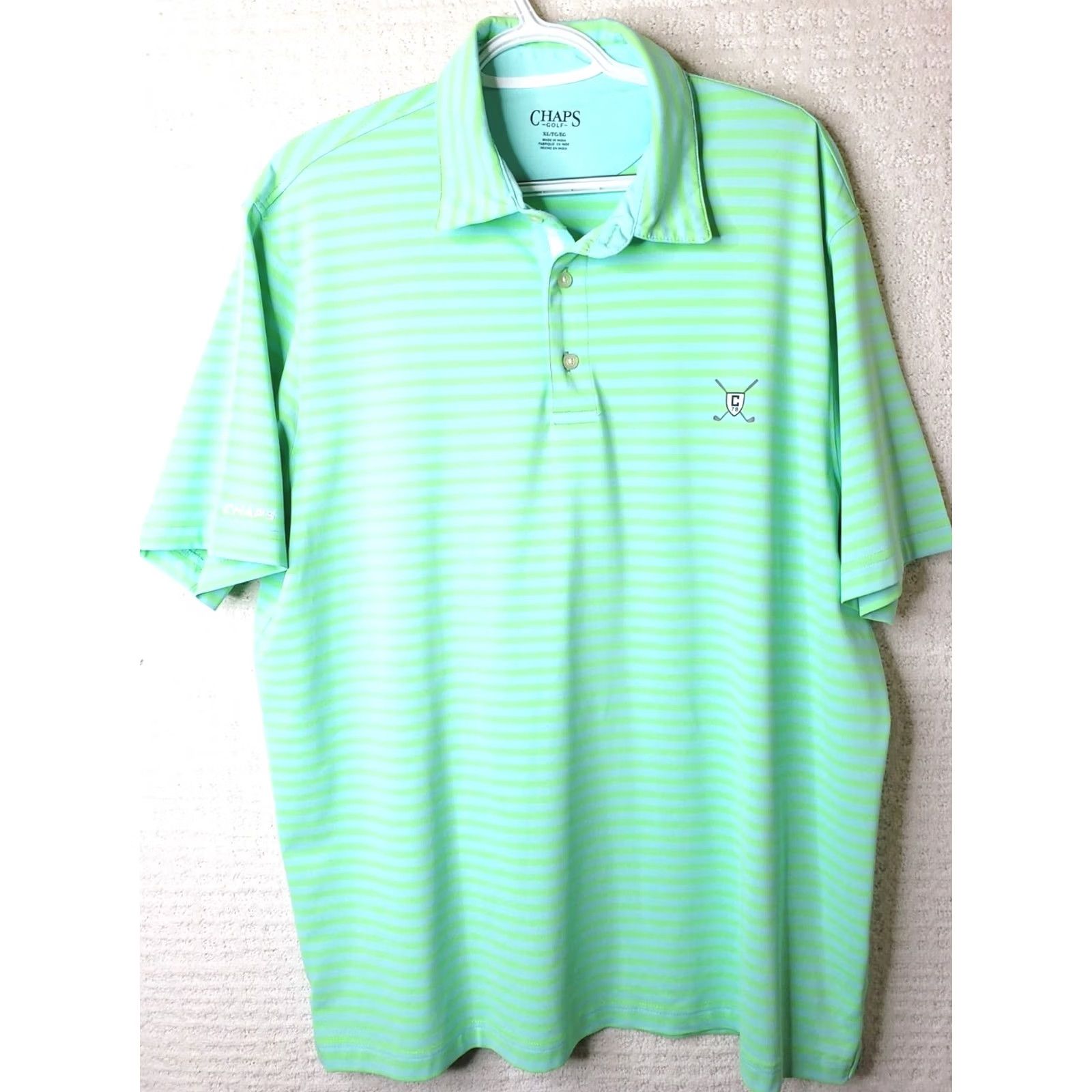 Chaps Chaps Polo Shirt Regular Green Neon Striped Golf Short Sleeve Mens XL Size US XL / EU 56 / 4 - 2 Thumbnail