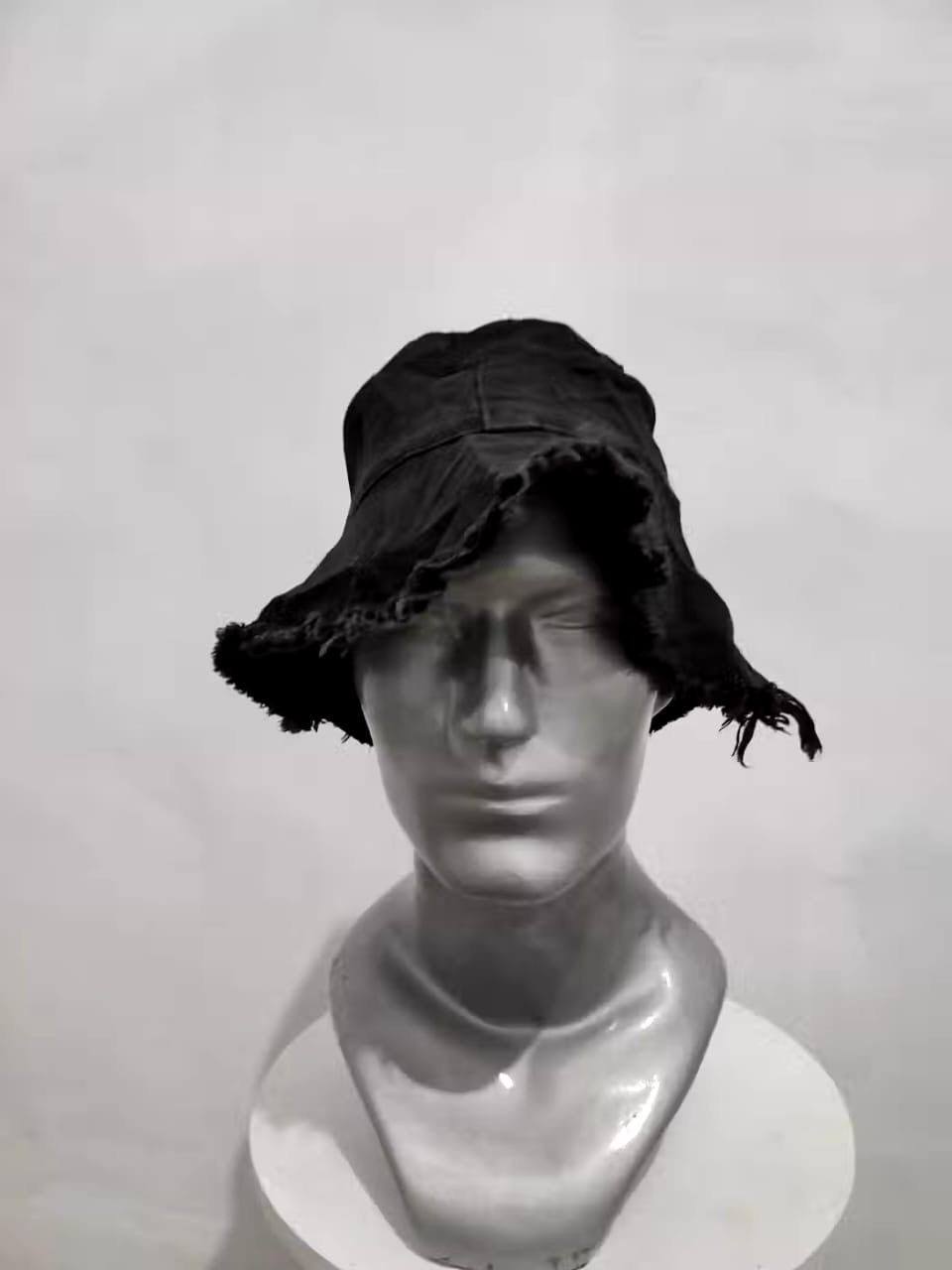 image of Avant Garde Unknown Frayed Distressed Bucket Hats in Black, Men's