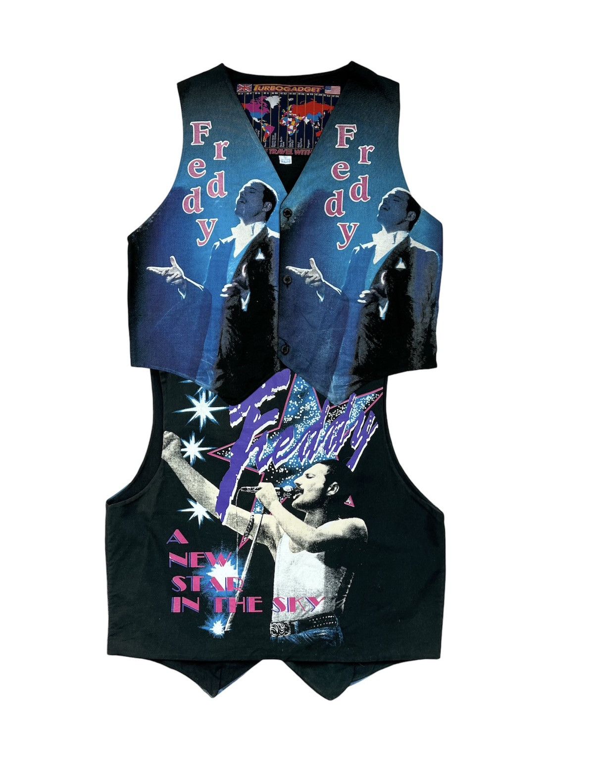 Band Tees 80’s Vintage Freddy Mercury Turbogadget over print rare vest Size US L / EU 52-54 / 3 - 1 Thumbnail