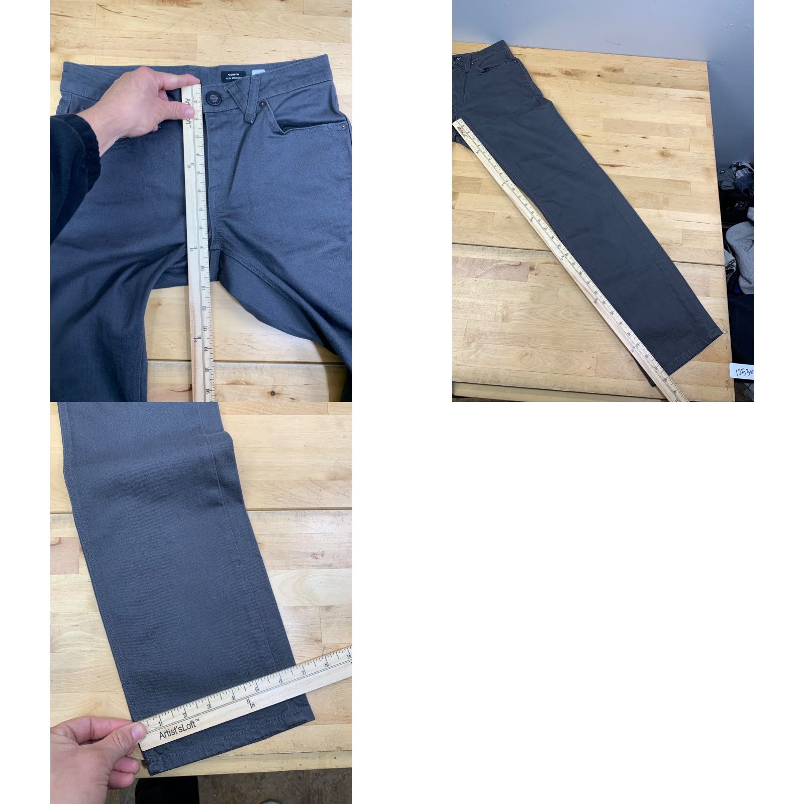 Volcom Volcom Vorta Slim Straight Jeans Mens 29x30 Gray Stretch Skate 12536 Size US 29 - 8 Thumbnail