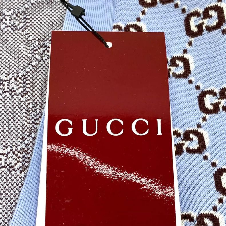 Gucci Gucci Light blue logo jacquart full printed wool V-neck sin Size US S / EU 44-46 / 1 - 6 Thumbnail