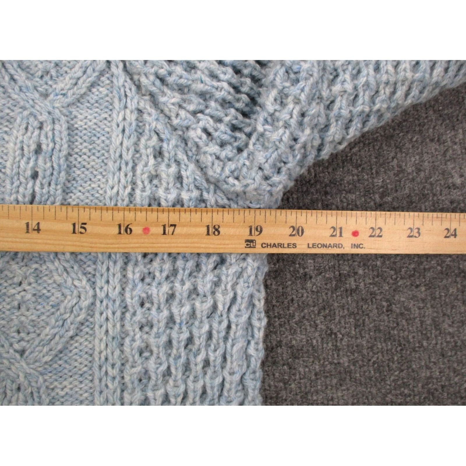 Gap VINTAGE Purple Heather Gap Of Dunloe Sweater Womens L Crew Neck Cable-Knit Wool Blue Heather Cardigan Size L / US 10 / IT 46 - 5 Thumbnail