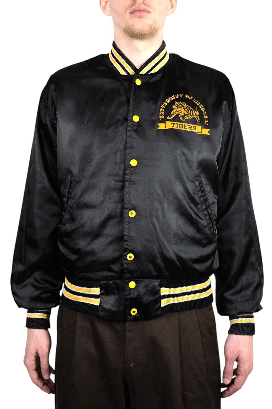 Vintage 80s Vintage Tigers Satin College Nylon Bomber Jacket Size US M / EU 48-50 / 2 - 1 Thumbnail