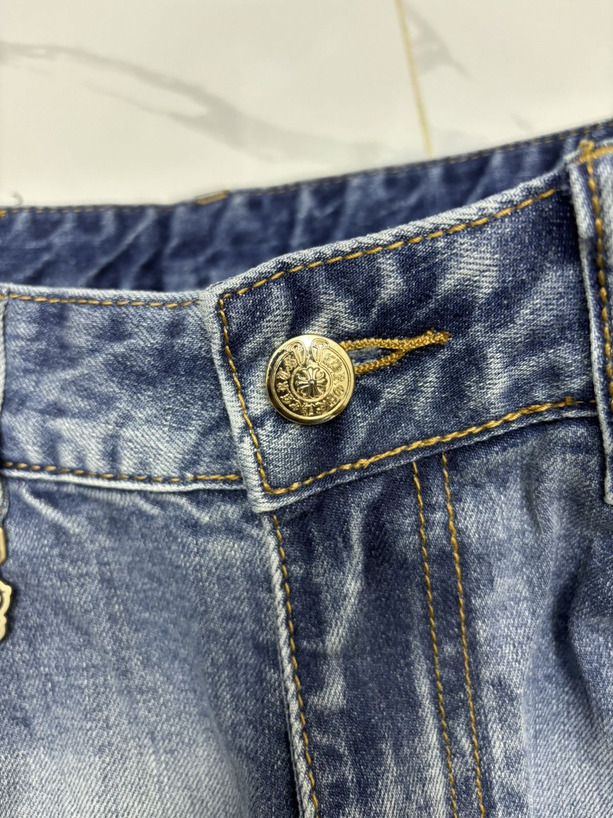 4GSELLER Chrome Hearts Symbol Jeans by Amarone Distressed Denim Size US 30 / EU 46 - 11 Thumbnail