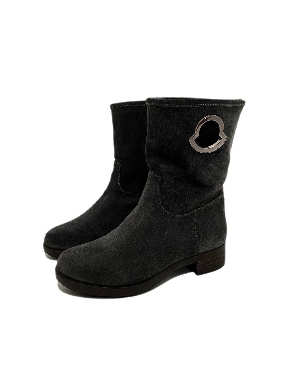 Moncler Moncler Big Metal Logo Suede Khaki Ankle Boots Shoes Size US 5 / IT 35 - 1 Thumbnail