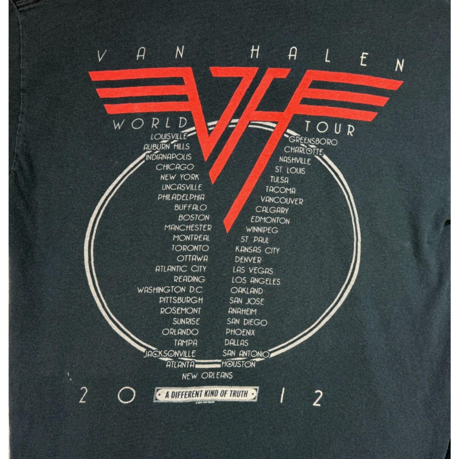 Vintage Van Halen T-Shirt Small Unisex Adults Black Double-Sided 2012 Tour A Different Kind Of Truth Concert Shirt Mens Womens Size US S / EU 44-46 / 1 - 5 Thumbnail