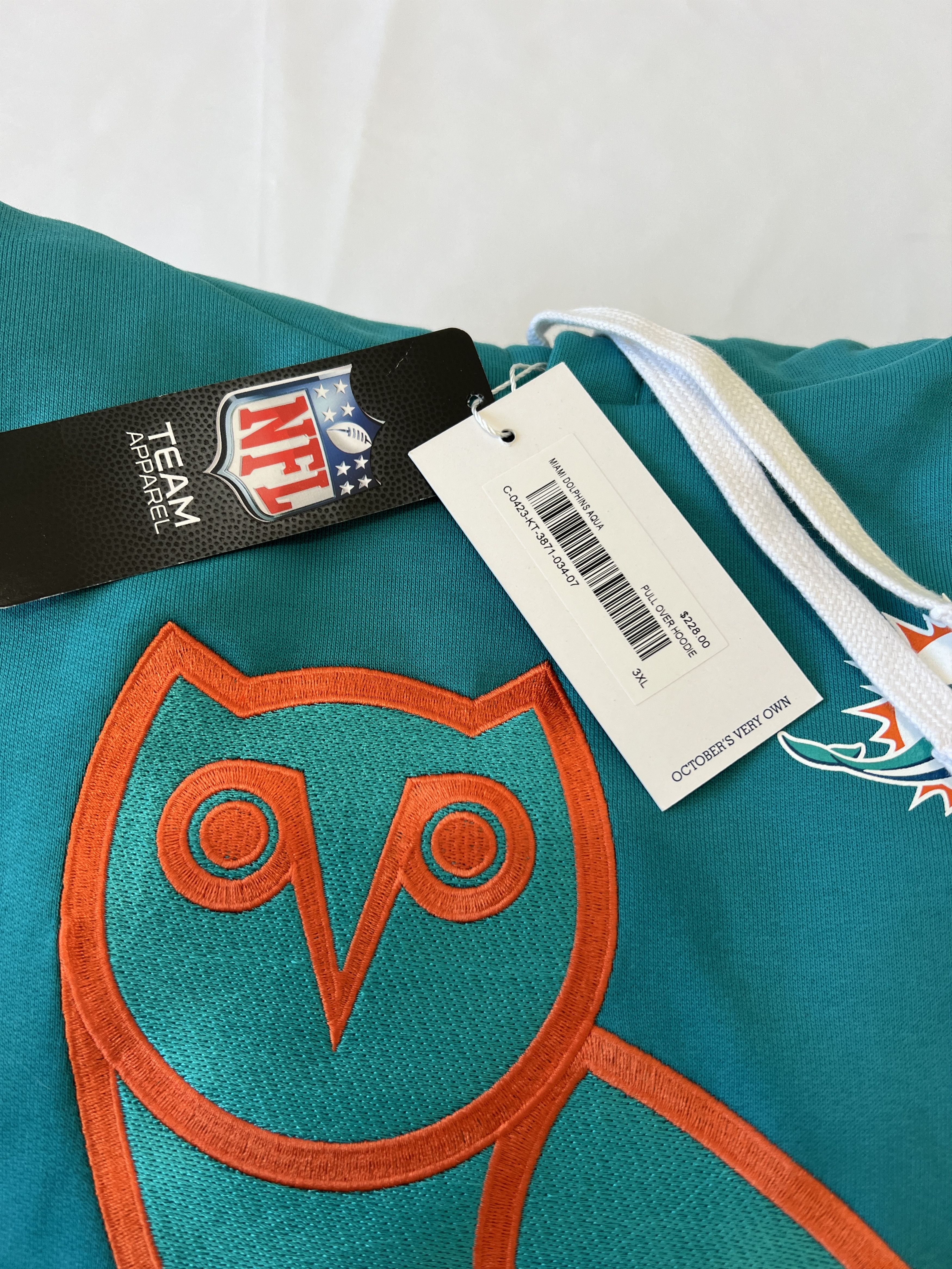 Drake OVO x NFL Miami Dolphins OG Owl Hoodie XXXL Size US XXL / EU 58 / 5 - 2 Thumbnail