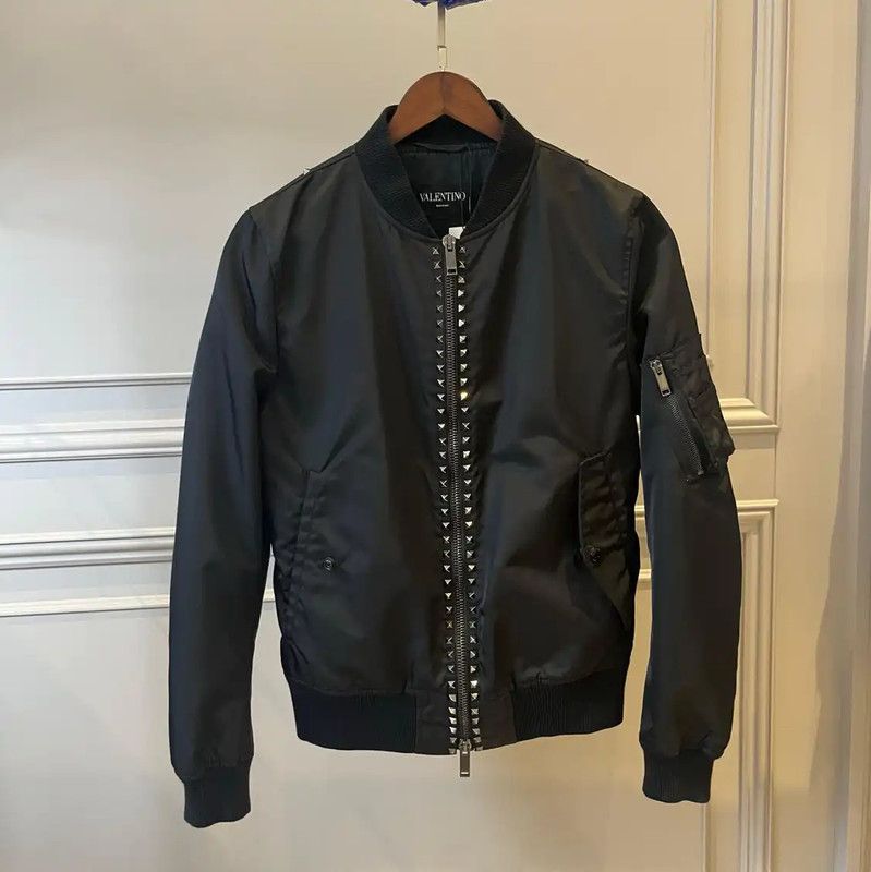 Valentino Valentino Black Long Sleeve Men's Bomber Jacket 0089 Size US XL / EU 56 / 4 - 1 Thumbnail