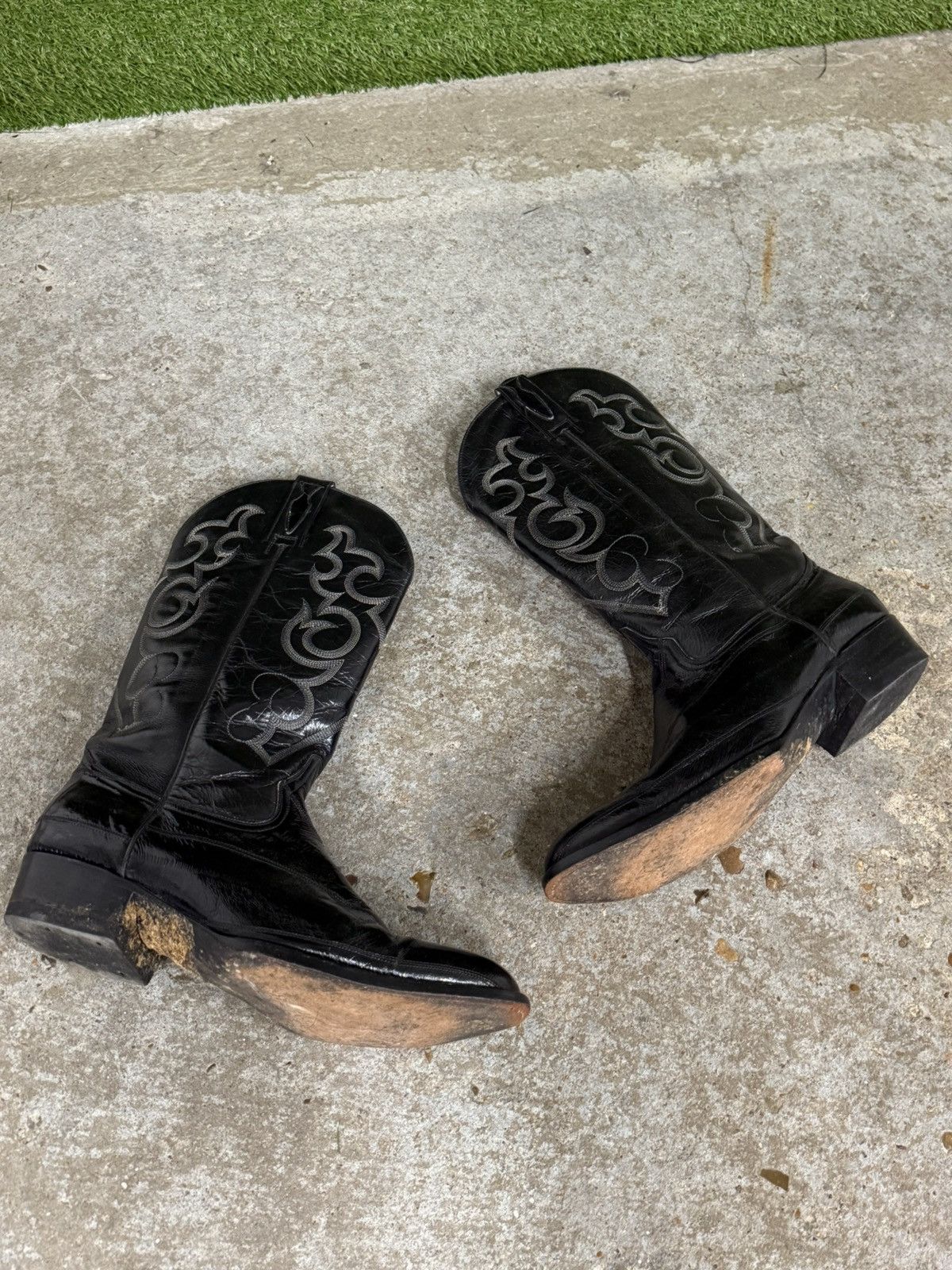 Vintage Vintage Leather Trinity River Boot Cowboy Black Leather 13D Size US 13 / EU 46 - 4 Thumbnail