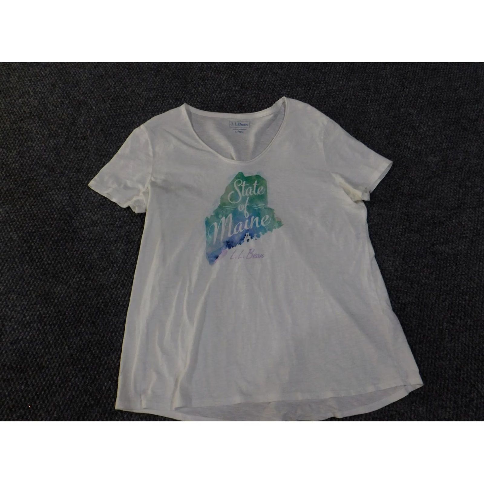 Vintage LL Bean shirt Womens Large White State of Maine graphic v-neck blouse Size L / US 10 / IT 46 - 4 Thumbnail
