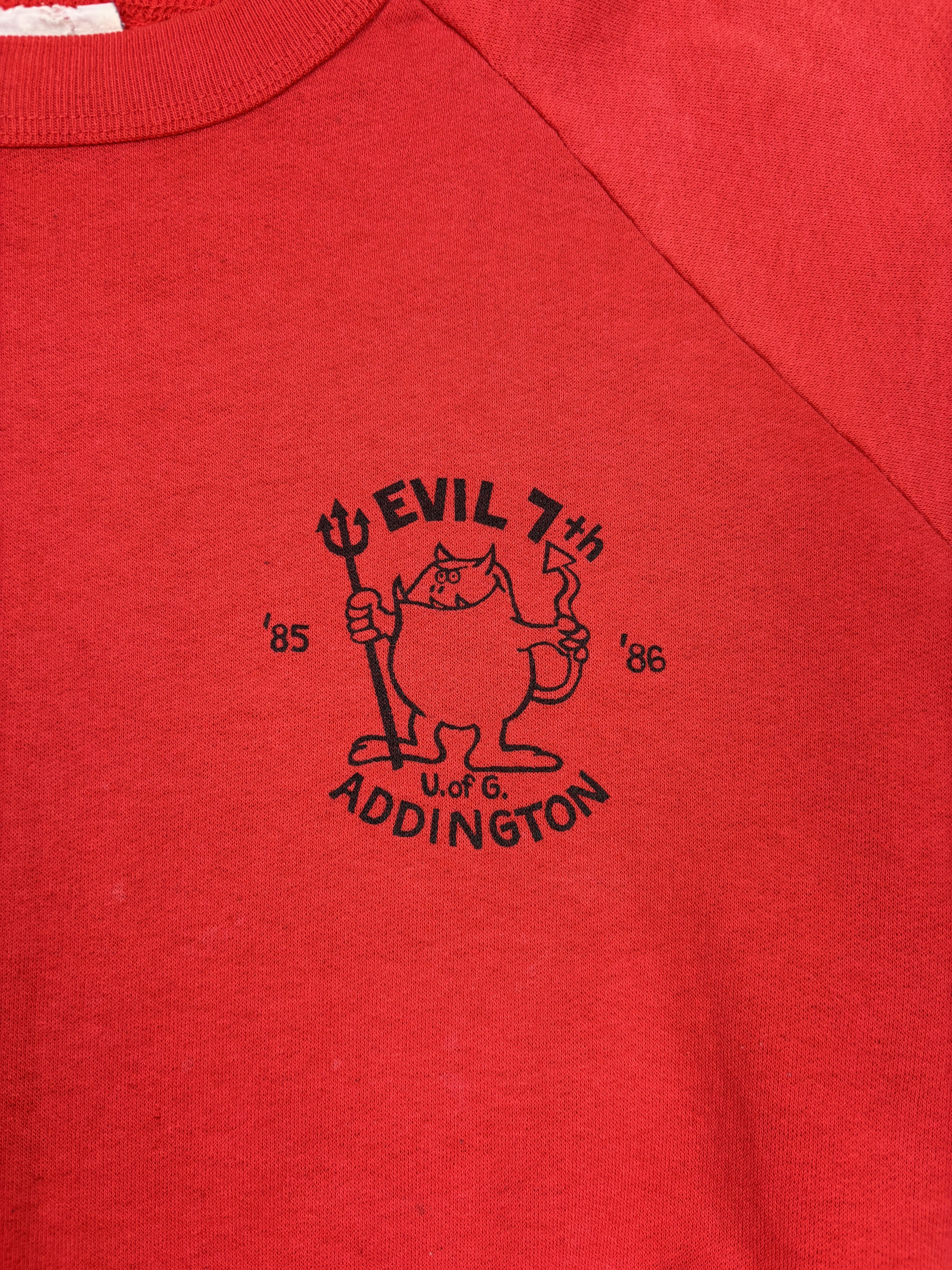 Vintage Vintage UofG 1986 'Evil 7th Addington' Red Crewneck Size US S / EU 44-46 / 1 - 2 Thumbnail
