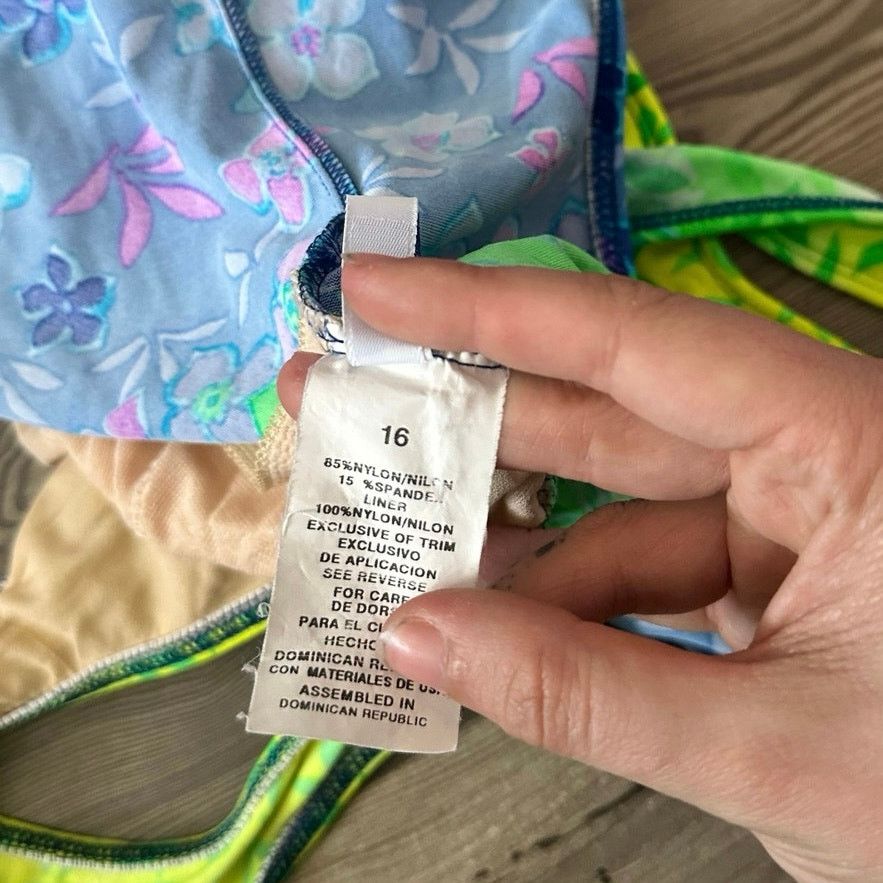 Other kathy ireland green blue neon floral one piece swimsuit Size ONE SIZE - 5 Thumbnail
