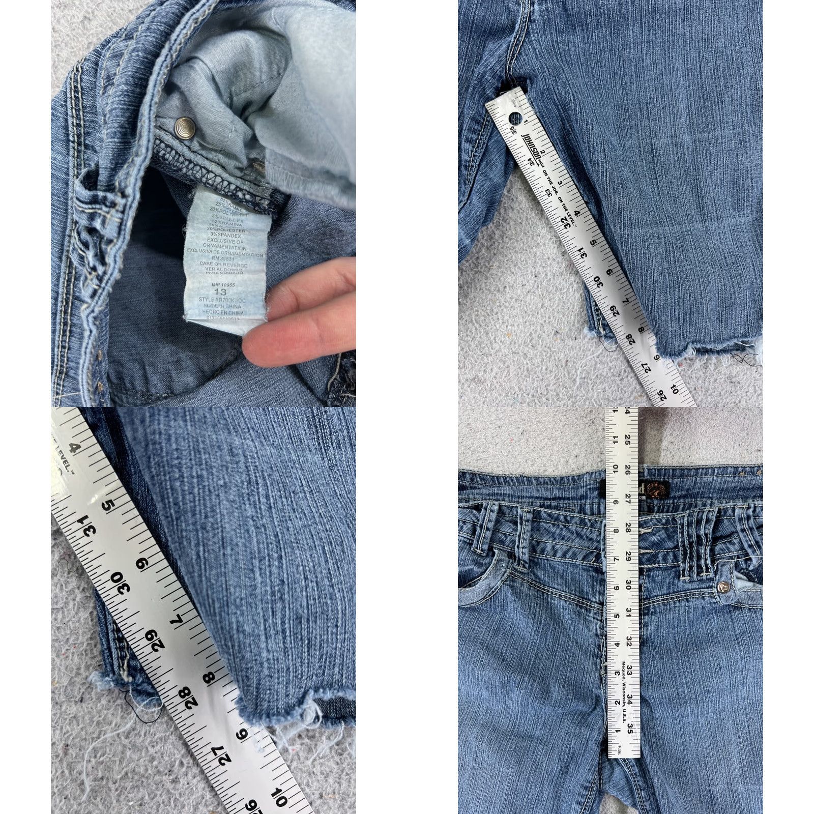 Vintage Rewind Shorts Womens Blue Denim 33x8 Medium Wash Ramie Blend 13 Inch 5-Pocket Size 34" / US 12 / IT 48 - 8 Thumbnail