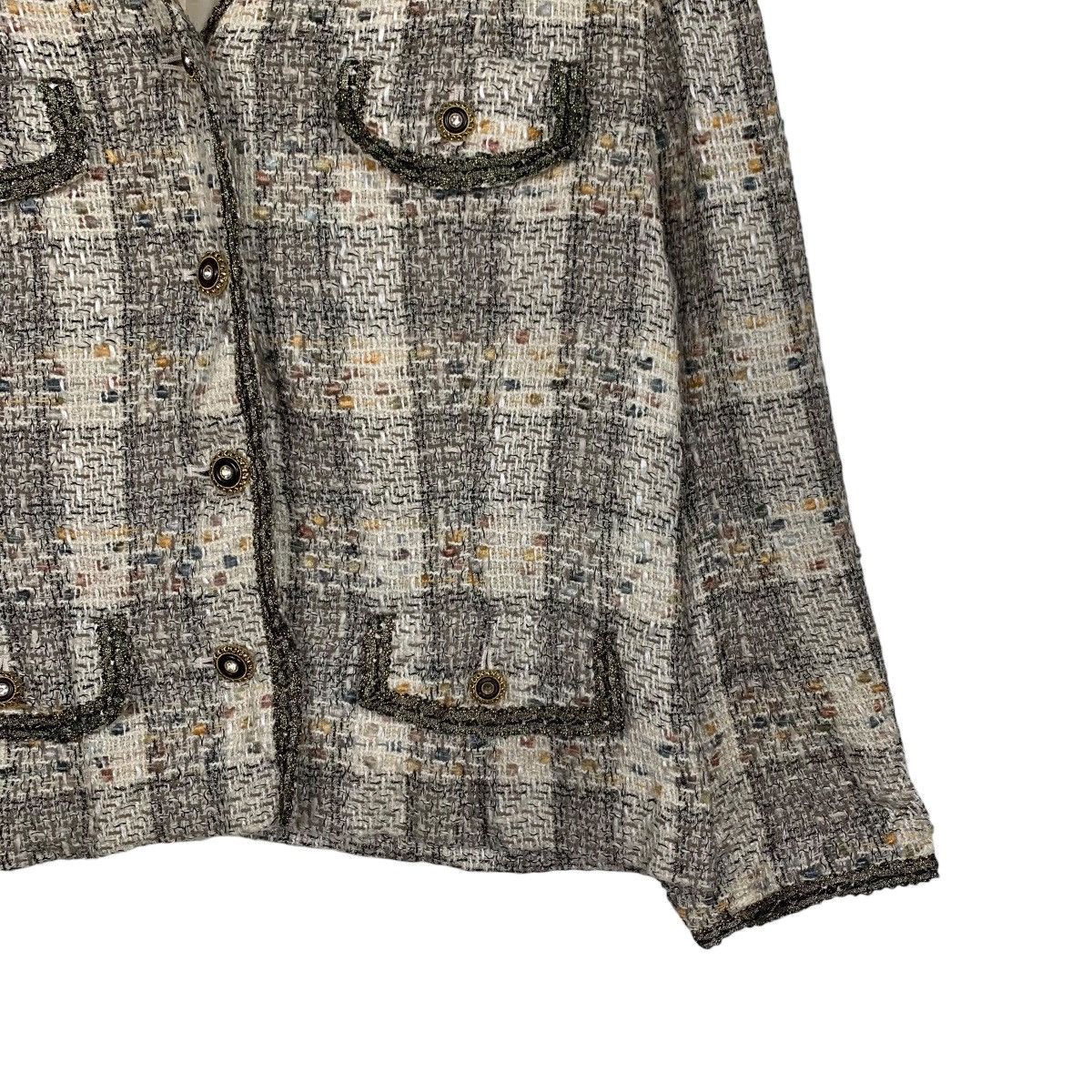 Japanese Brand BELLE OAK Linton Fabric Woven Wool Tweed Jacket #1731-C77 Size M / US 6-8 / IT 42-44 - 4 Thumbnail