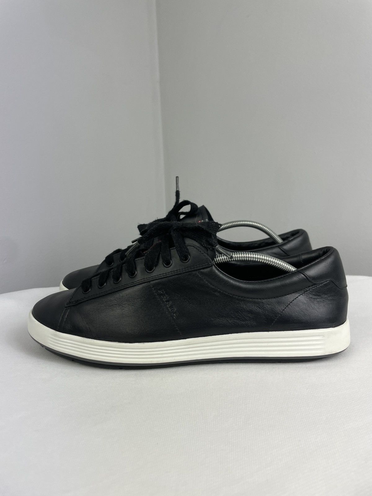 Prada Prada Linea Rossa Black Leather Sneakers – Vitello Plume Size US 8 / EU 41 - 4 Thumbnail