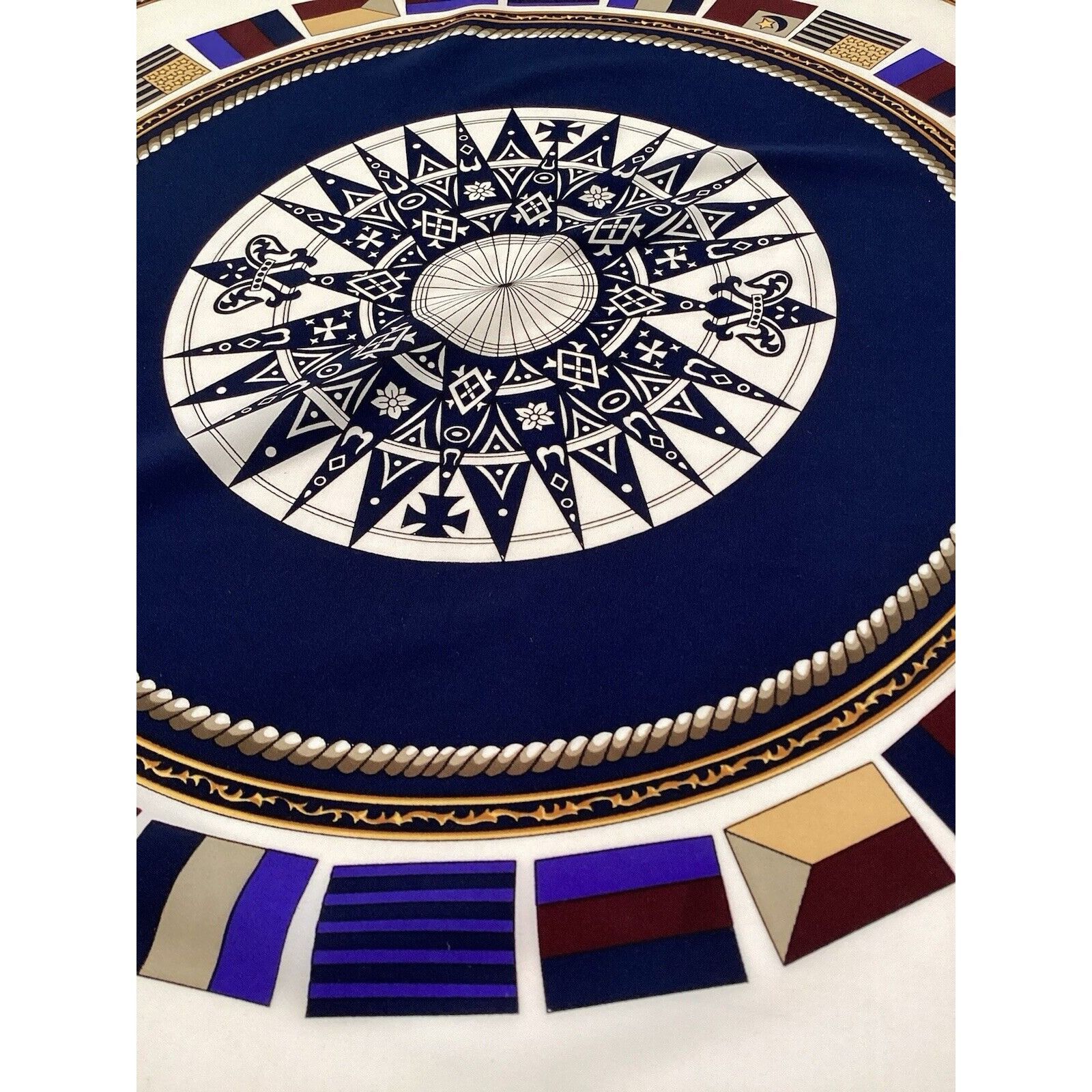Other POLO CLUB Blue Navy Nautical Print Silk Scarf 35"- 34’’ E C Size ONE SIZE - 7 Thumbnail