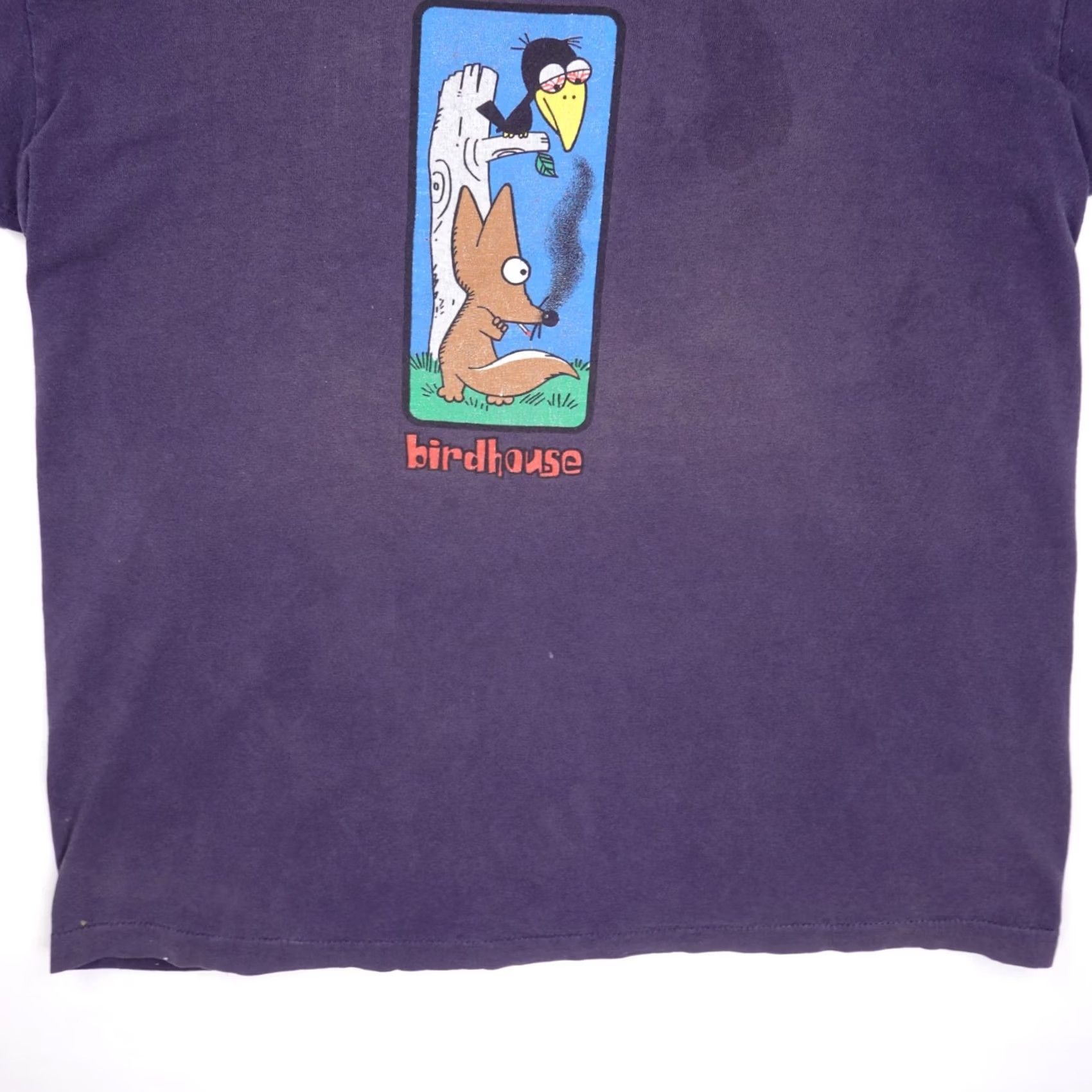 Vintage VINTAGE Birdhouse Shirt L Men's 1990s Navy Ocean Howell Mr Fox Graphic Tee Cotton Short Sleeve Blue 90s Size US L / EU 52-54 / 3 - 3 Thumbnail