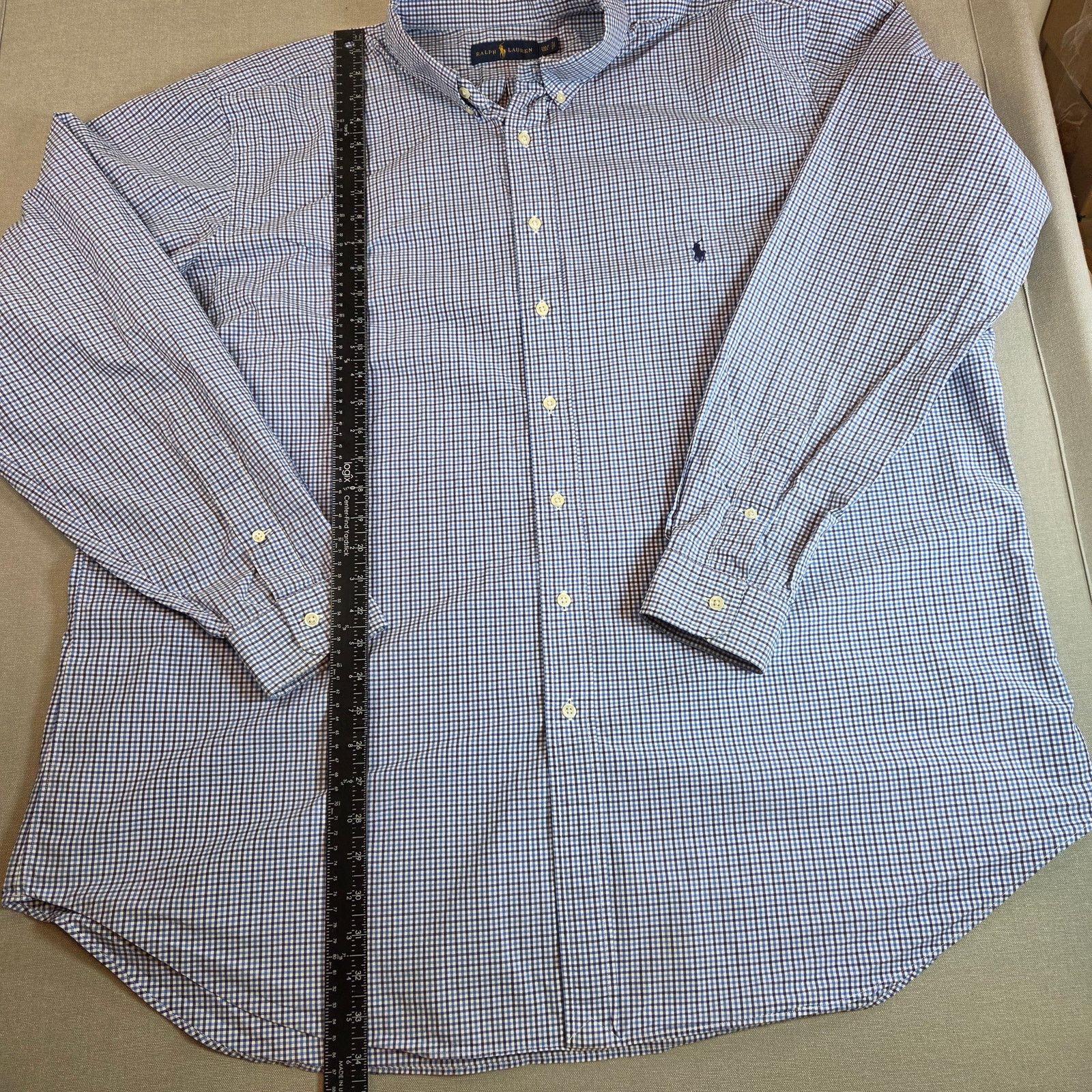Polo Ralph Lauren Polo Ralph Lauren 2XLT Blue Gingham Cotton Shirt Size US XXL / EU 58 / 5 - 7 Thumbnail