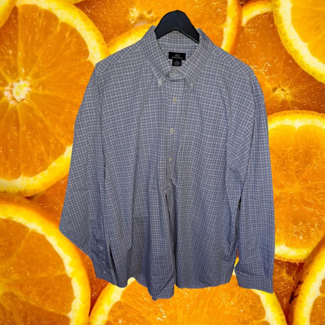 Brooks Brothers Brooks Brother 346 Blue, Gray and WHite Plaid BUtton Up Shir Size US XL / EU 56 / 4 - 1 Thumbnail
