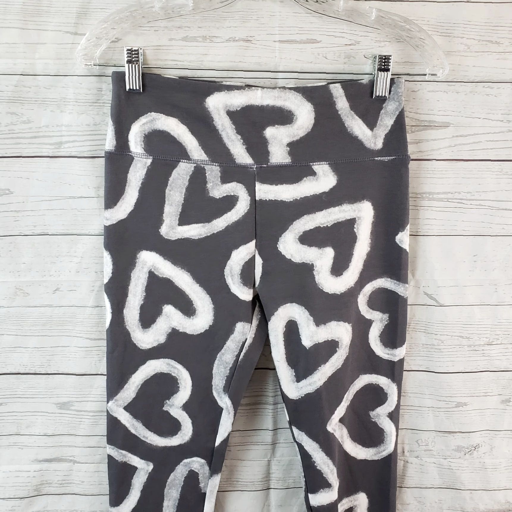 Vintage Wild Fable Womens Leggings XS Gray White Heart Print Cotton Blend Size 26" / US 2 / IT 38 - 2 Thumbnail