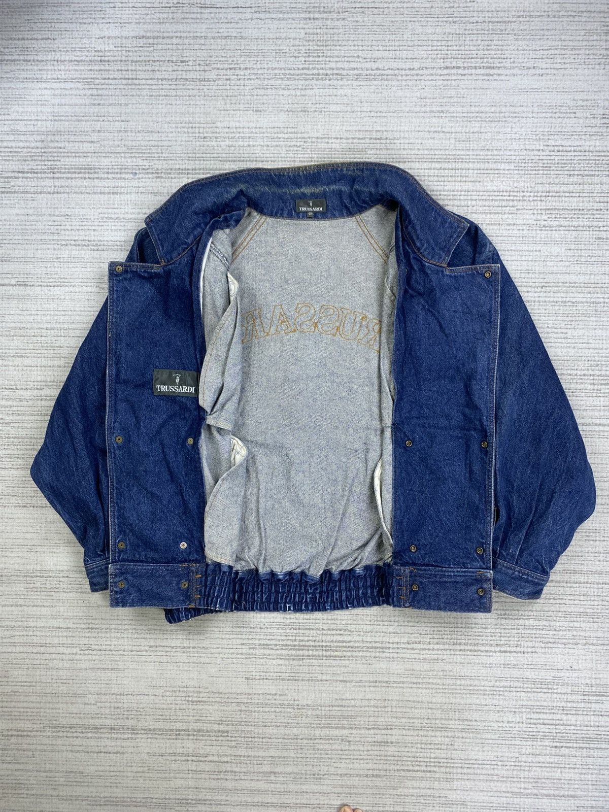 Trussardi Vintage Trussardi Rare Oversize Denim Blue Jacket Size US XL / EU 56 / 4 - 8 Thumbnail