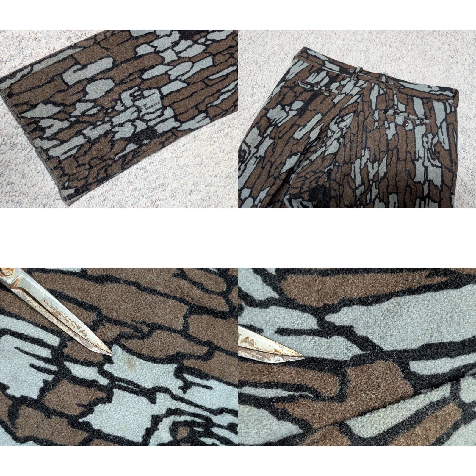 VINTAGE Cabela's pants Wool treebark Camouflage 40x32 USA made Hunting Mens