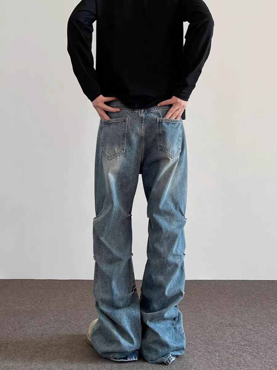 Japanese Brand × Jean Street wash baggy frayed micro flare jeans Size US 32 / EU 48 - 4 Thumbnail