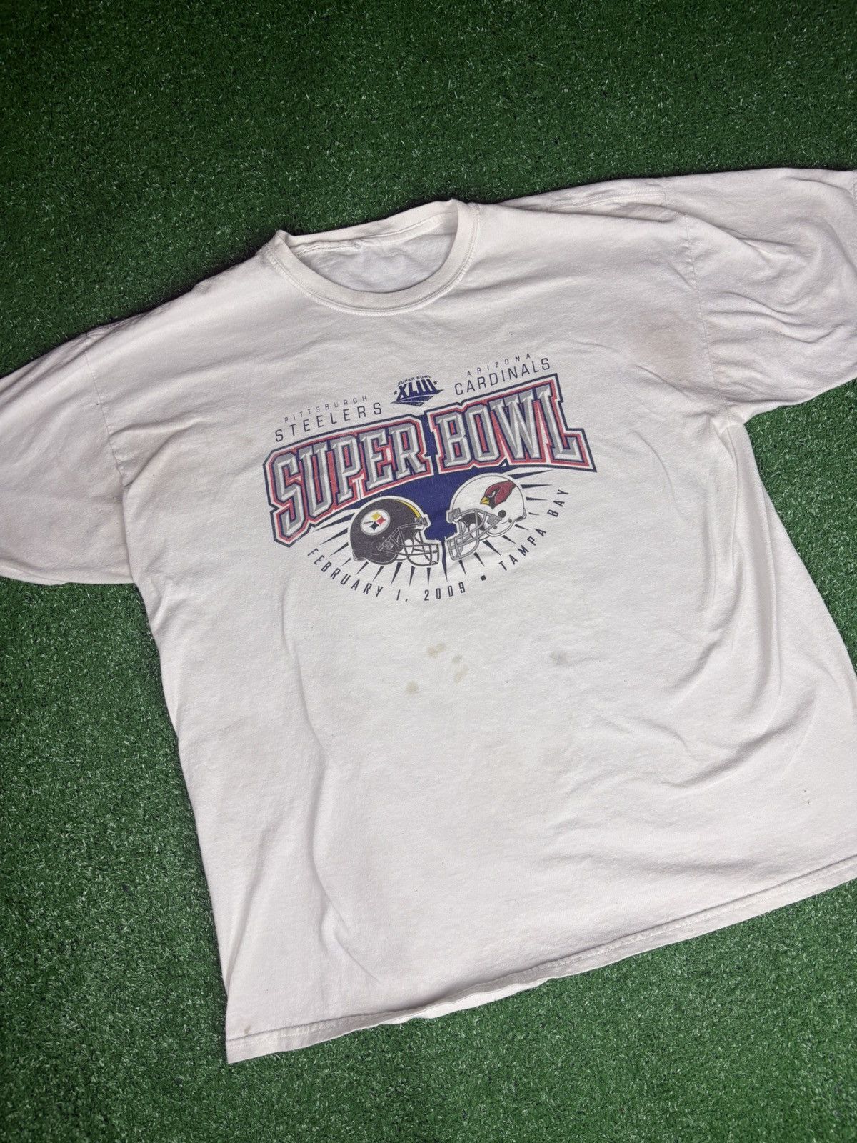 NFL × Vintage Vintage 2009 Steelers Vs Cardinal Super Bowl Tshirt Size US L / EU 52-54 / 3 - 2 Thumbnail