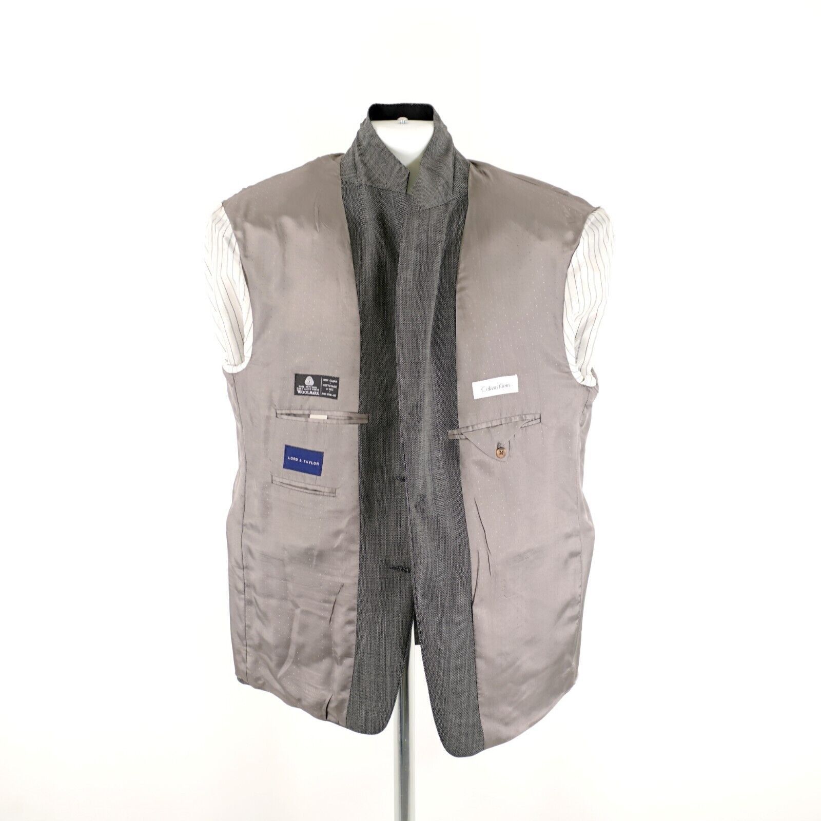Calvin Klein Calvin Klein Lord & Taylor White Black Check Textured Wool 2 Size 44S - 14 Thumbnail