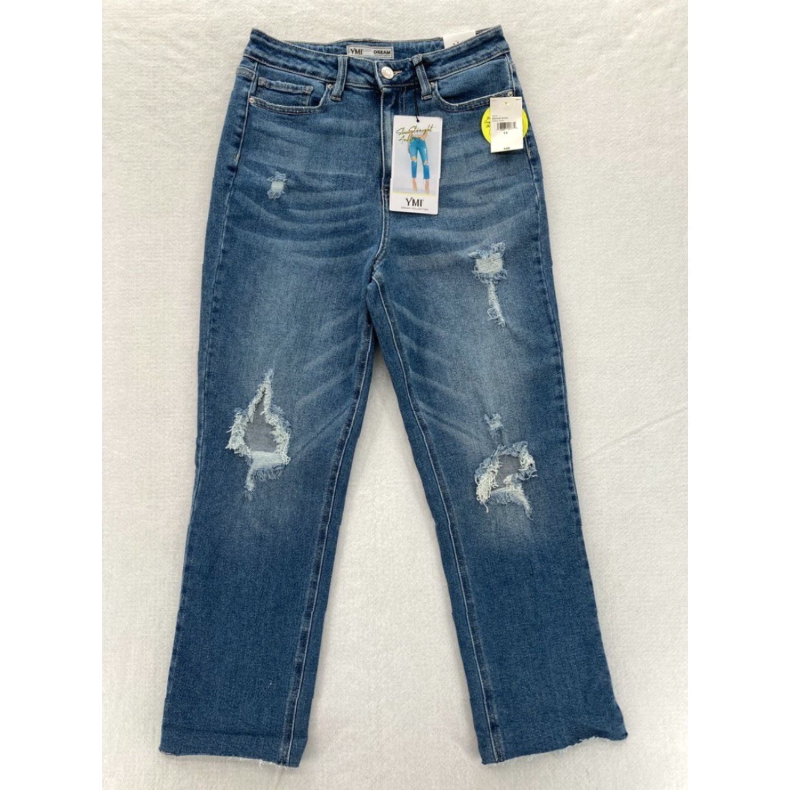 Vintage YMI Jeans Dream Collection Women's 11/30 Slim Straight Ankle Medium Wash Blue Jeans Size 32" / US 10 / IT 46 - 2 Thumbnail