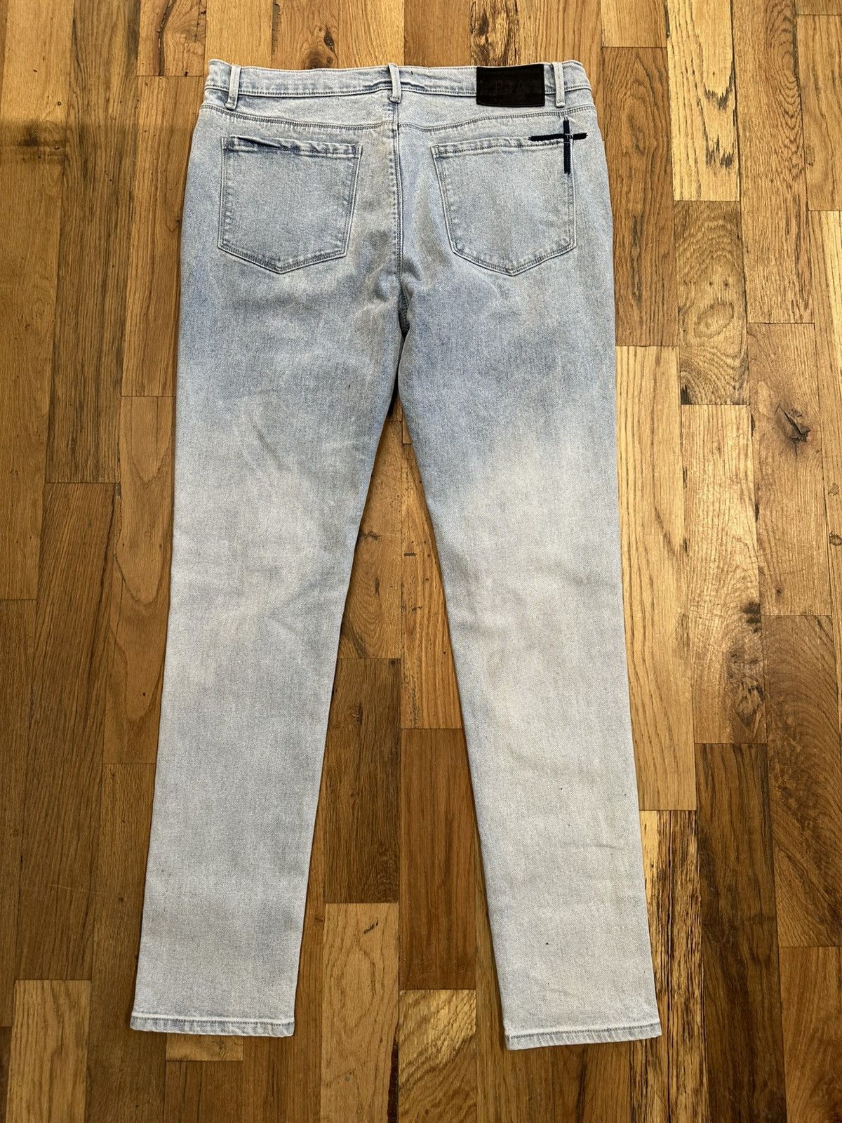 RTA Small White Spell Washed Blue Denim Jeans Size 36