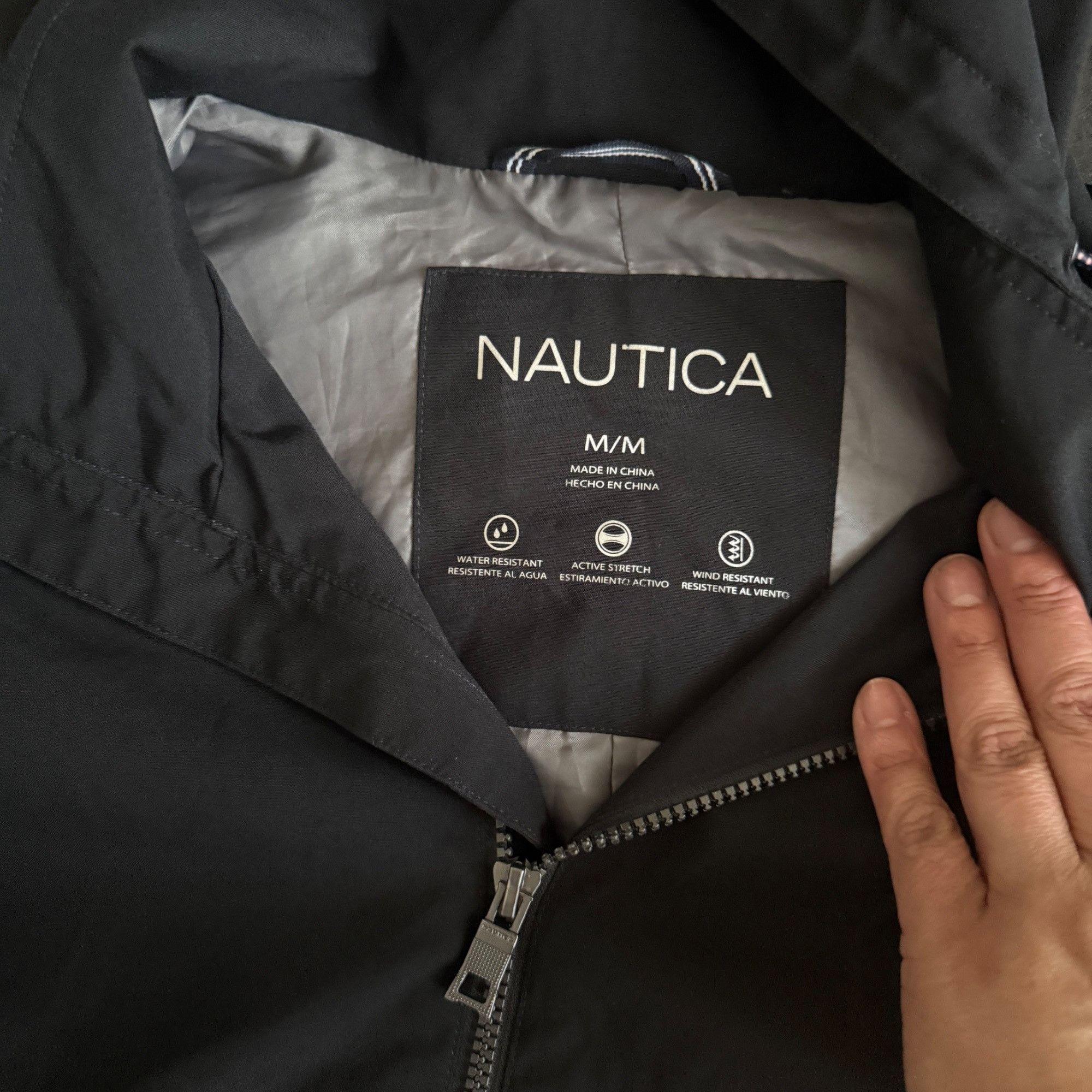 Nautica Nautica Mens Black Hooded Water-Resistant Jacket With Full-Z Size US M / EU 48-50 / 2 - 4 Thumbnail