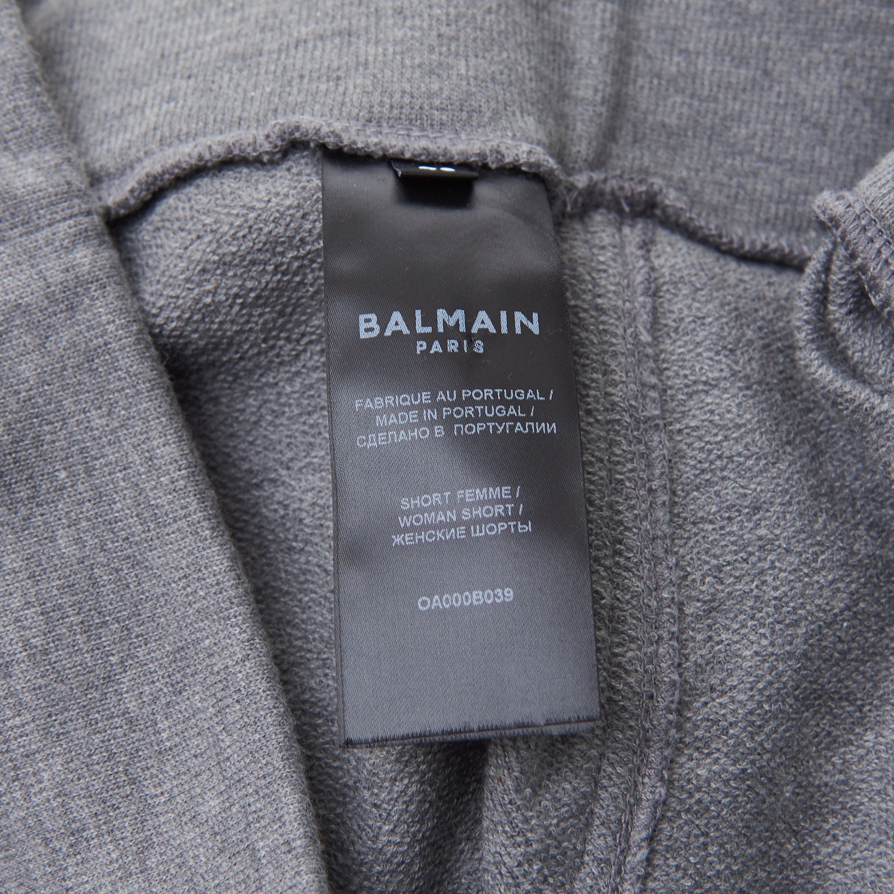 Balmain Heather Gray Cashmere & Cotton Shorts With Monogram Logo Size 32" / US 10 / IT 46 - 11 Thumbnail