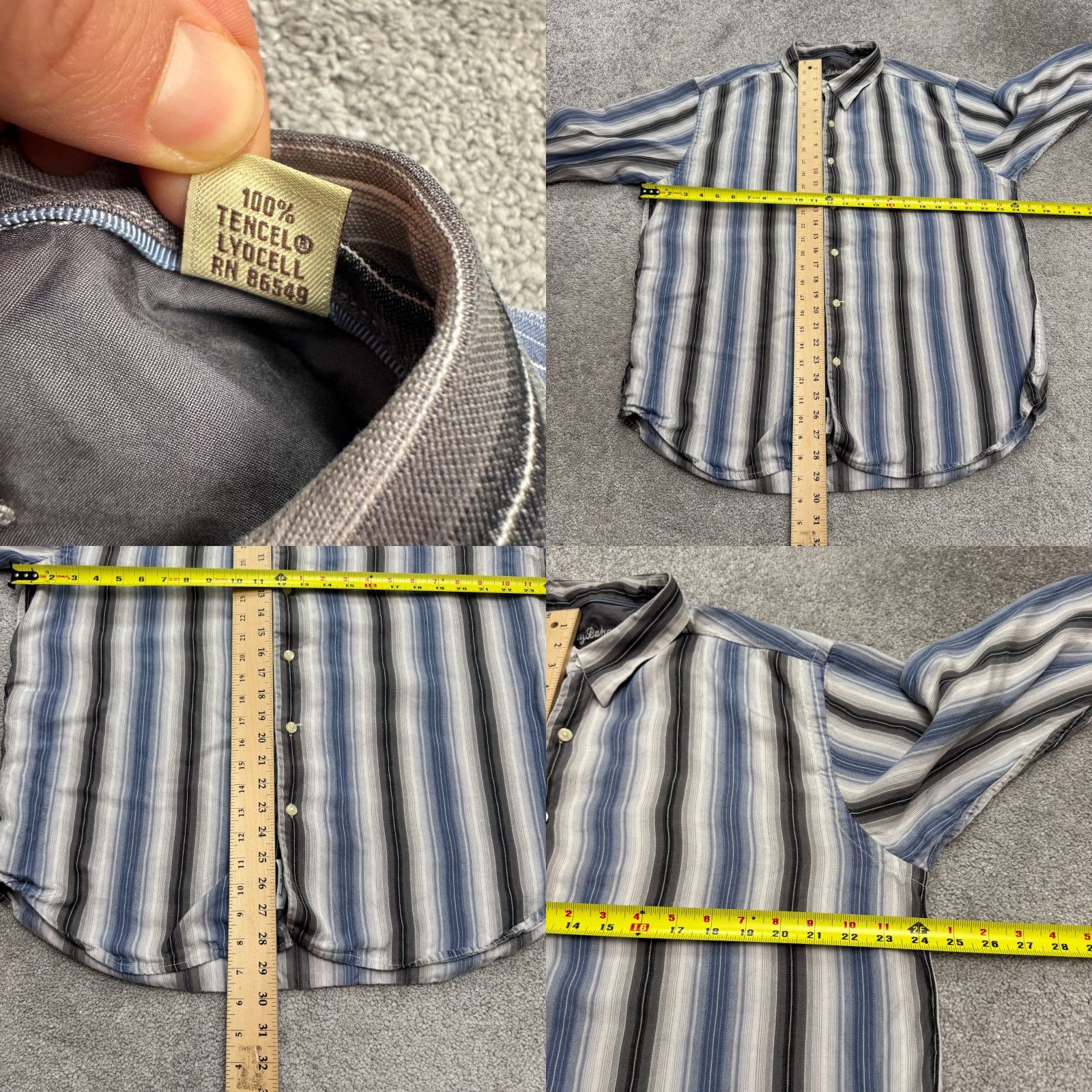 Tommy Bahama Tommy Bahama Striped Button-Down Shirt Mens XL Blue Gray Long Sleeve Tencel Size US XL / EU 56 / 4 - 9 Thumbnail