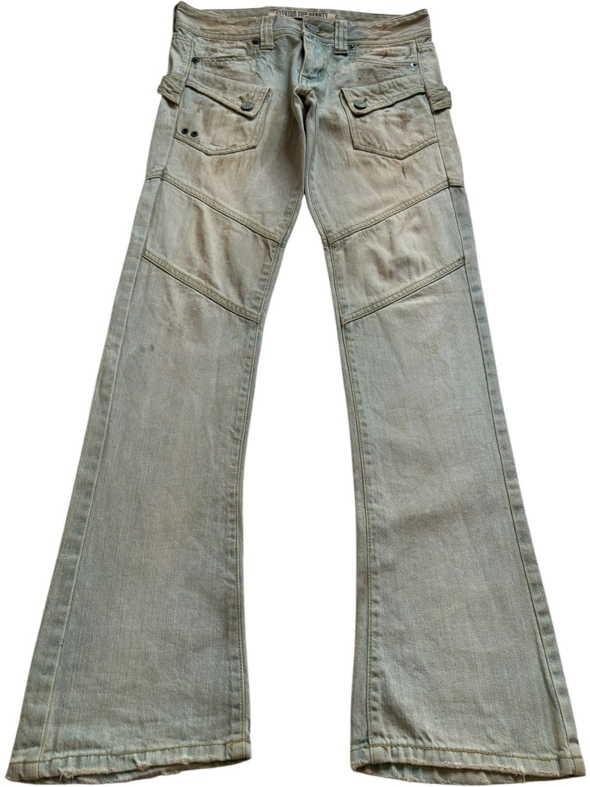 Japanese Brand Vintage Japanese Brand Mud Wash Distressed Cargo Flare Jeans Size 30" / US 8 / IT 44 - 1 Thumbnail