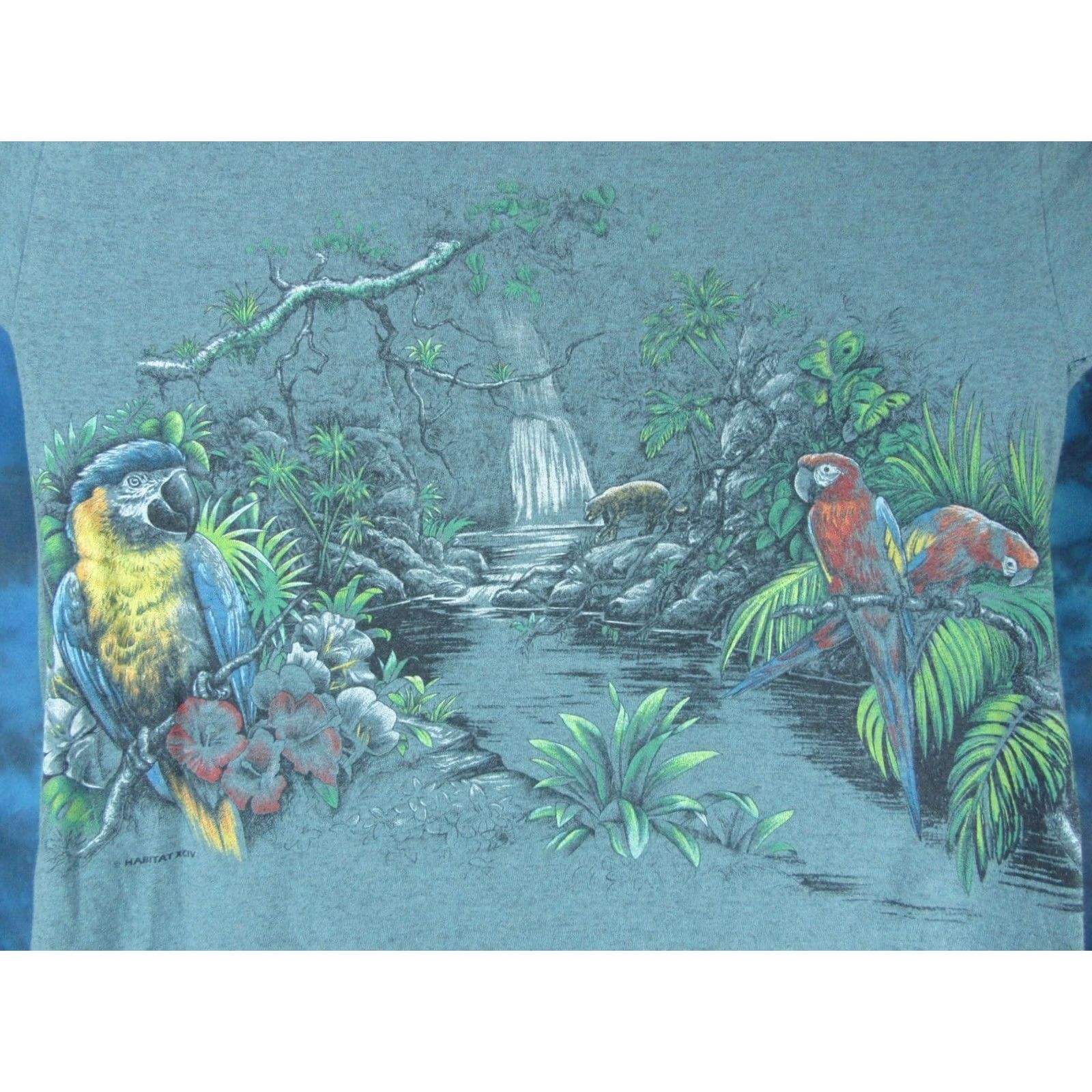 Vintage vintage 90s KEY WEST FLORIDA MACAW PARROT ALL-OVER PRINT T-Shirt MEDIUM beach Size US M / EU 48-50 / 2 - 6 Thumbnail