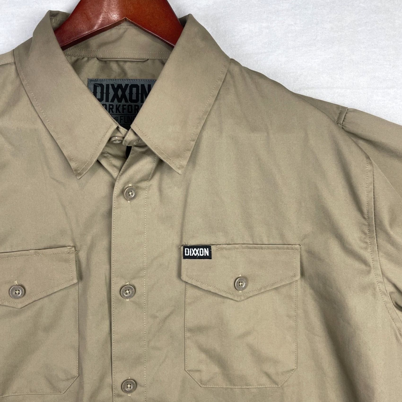 Vintage Dixxon Shirt XL Khaki Short Sleeve Button-Up D-Tech Workforce Form and Function Button-Up Shirt Mens Size US XL / EU 56 / 4 - 5 Thumbnail