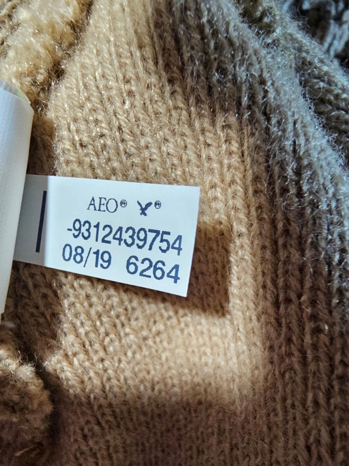 American Eagle Outfitters American Eagle AE Beanie Hat One Size Beige Tan Knit Logo Size ONE SIZE - 6 Thumbnail