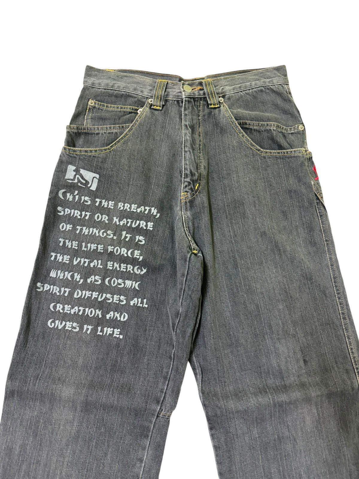 DrunknMunky × Japanese Brand Baggy DRUNKN MUNKY Embroidery Logo Poem Design Denim Size US 28 / EU 44 - 3 Thumbnail