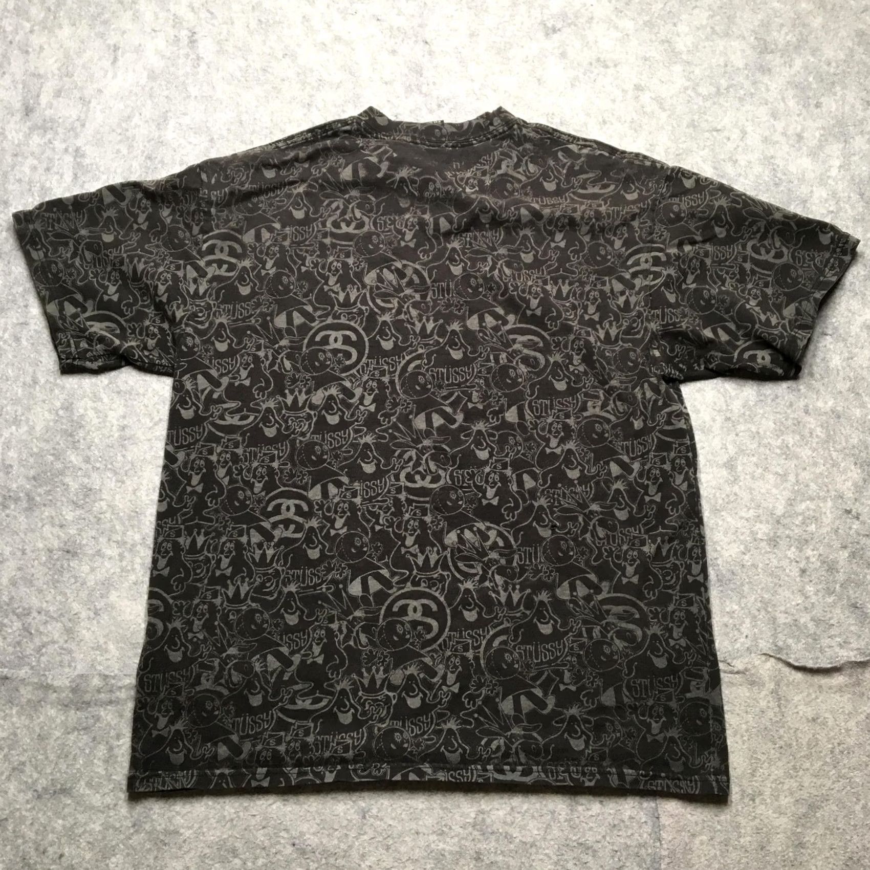 Vintage Stussy Shirt Mens Large Black All Over Graphic Print Tee Streetwear 2000s Skate Crew Neck Short Sleeve Womens? Size US L / EU 52-54 / 3 - 7 Thumbnail