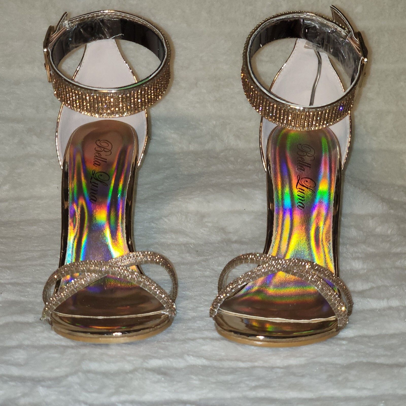 Other Fairy Rose Gold High Heel Stiletto Shoes With Rhinestone Toe Size US 9 / IT 39 - 4 Thumbnail