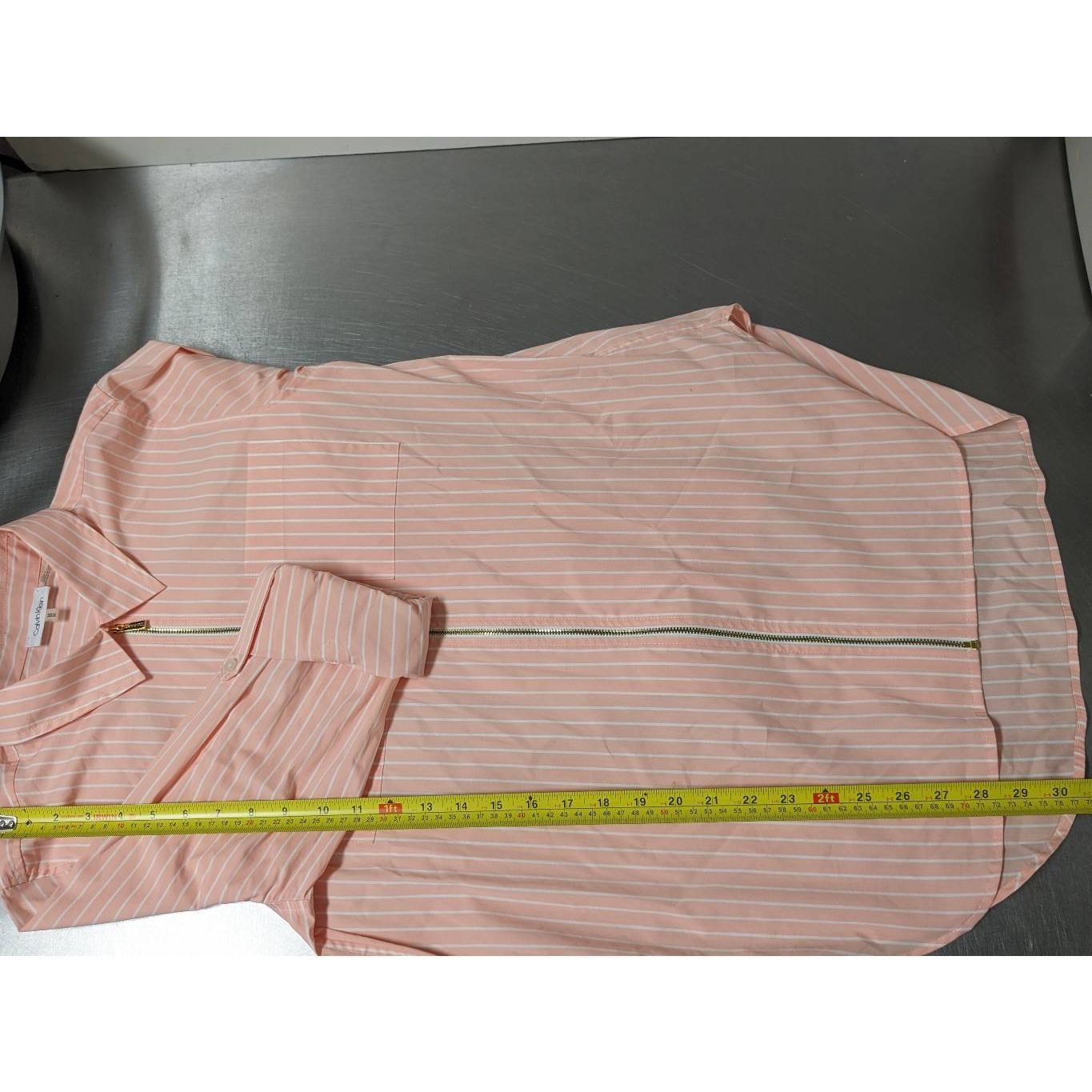 Calvin Klein Calvin Klein Women's Pink and White Striped Dress Shirt With Size M / US 6-8 / IT 42-44 - 7 Thumbnail
