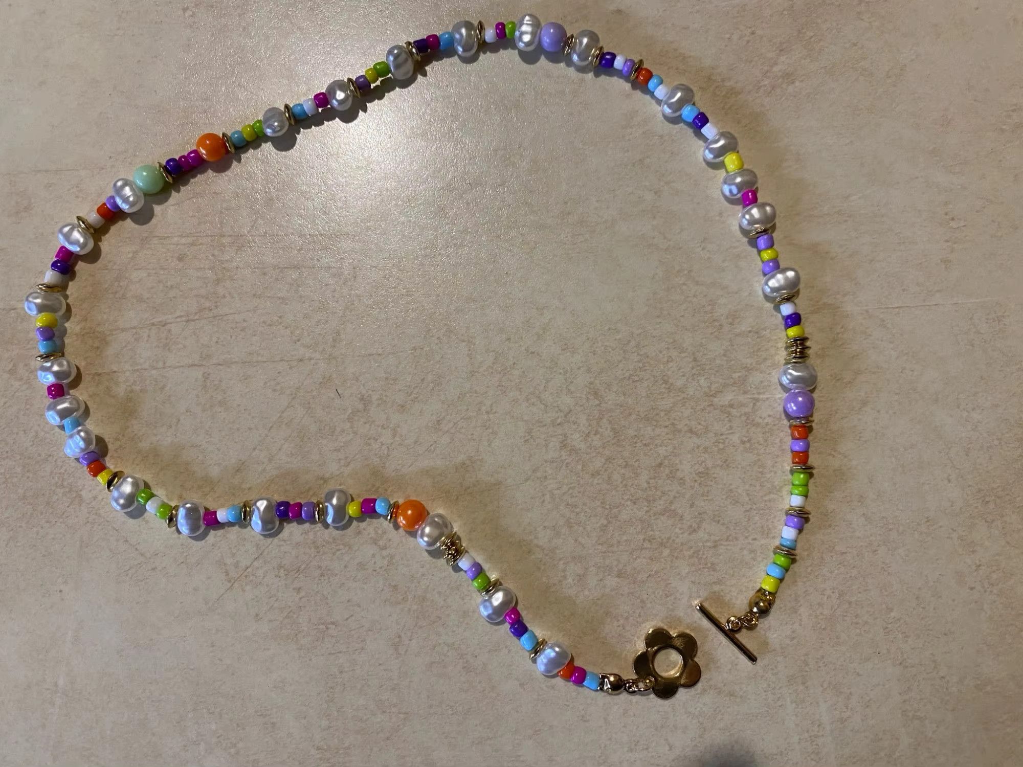 Jewelry Colorful Seed Beads Chain Choker Flowers Necklace Size ONE SIZE - 4 Thumbnail