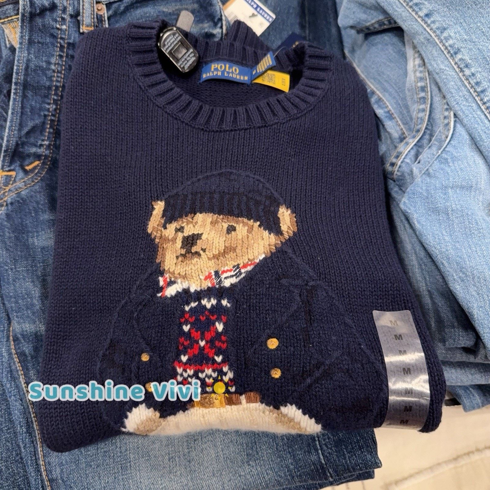 Ralph Lauren Purple Label NWT Ralph Lauren Women Bear Suit Crewneck Sweatshirt Navy Size US M / EU 48-50 / 2 - 2 Thumbnail